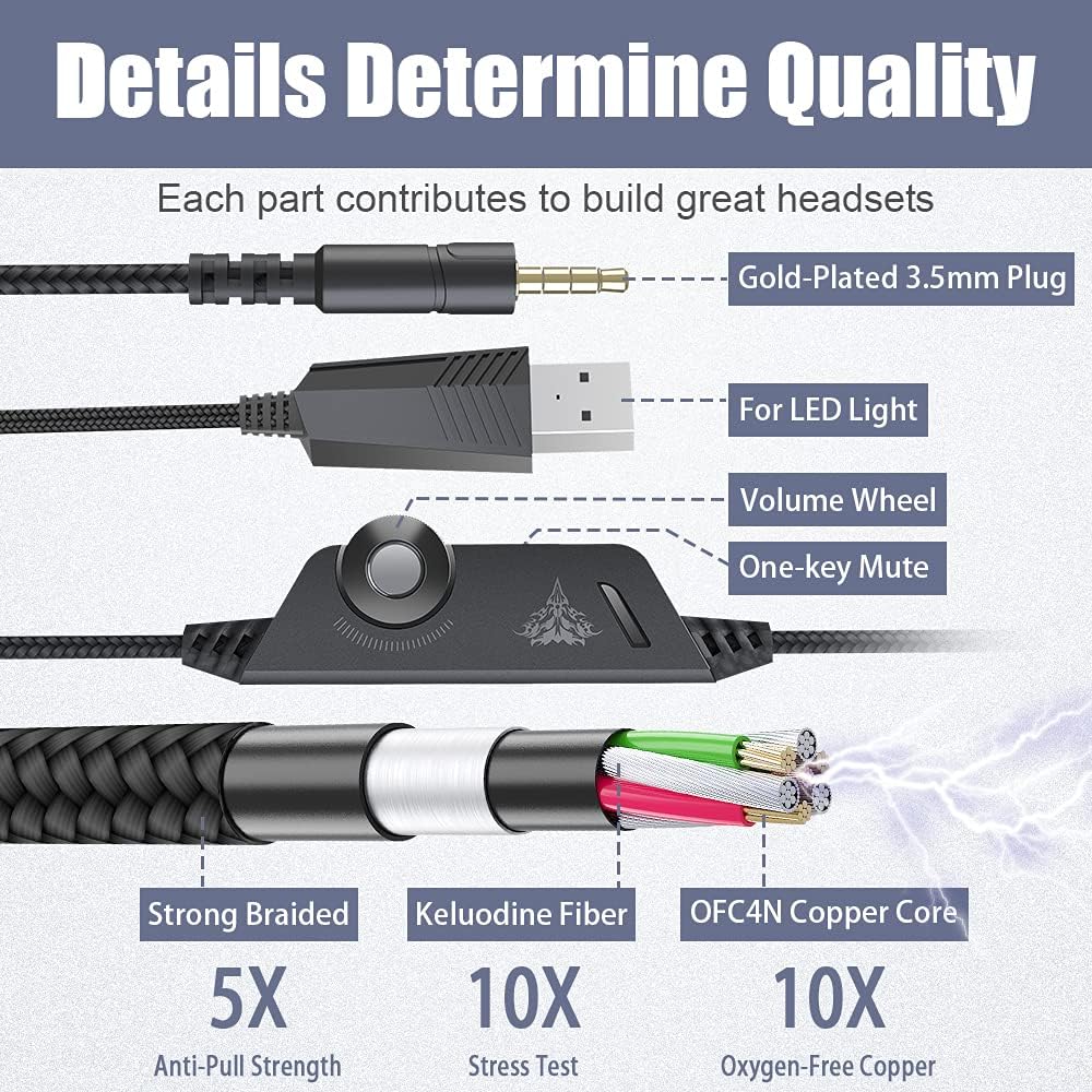 HEADSET GAMING BENGOO G9000 PARA PS4 PS5 XBOX PC BLANCO - 5
