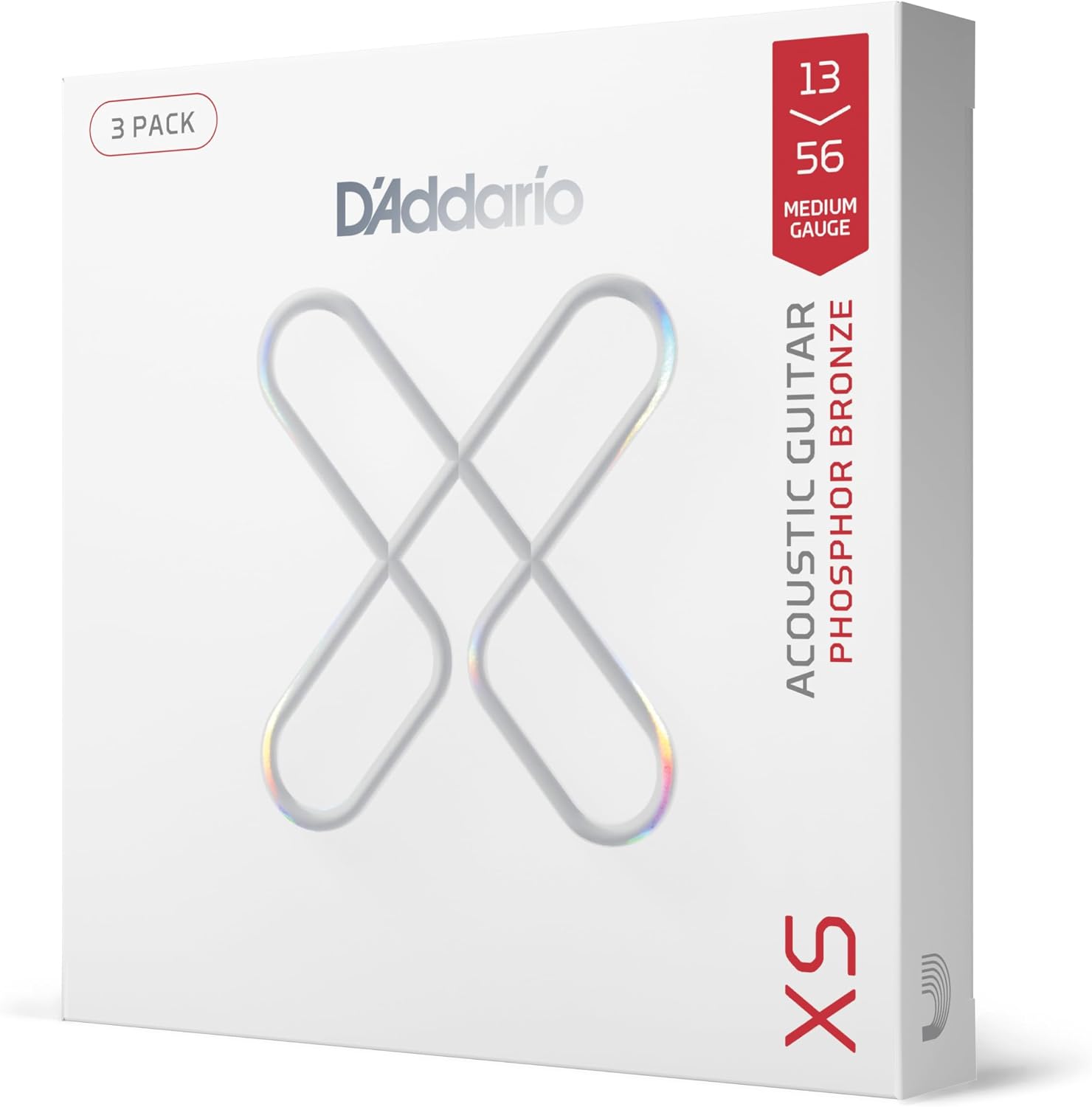 CUERDAS PARA GUITARRA ACÚSTICA D'ADDARIO XS PHOSPHOR BRONZE 13-56, 3 JUEGOS - 1