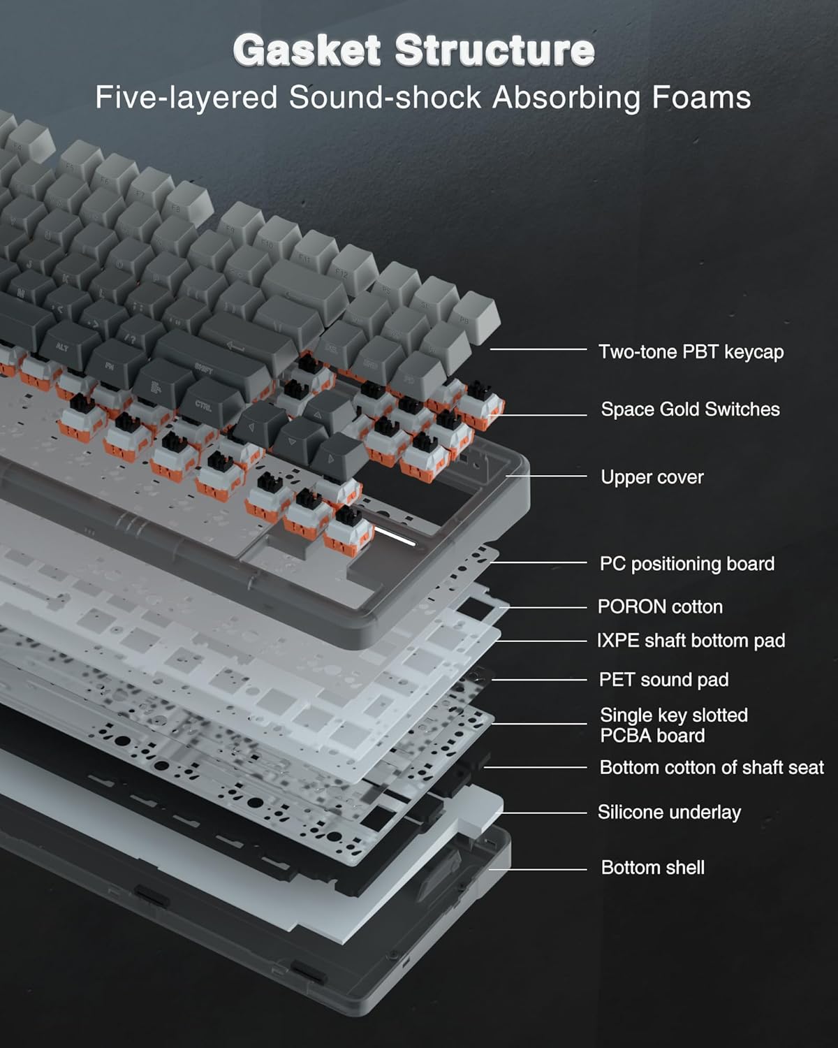 TECLADO MECÁNICO AULA F87 PRO INALÁMBRICO 75% TKL RGB - 4