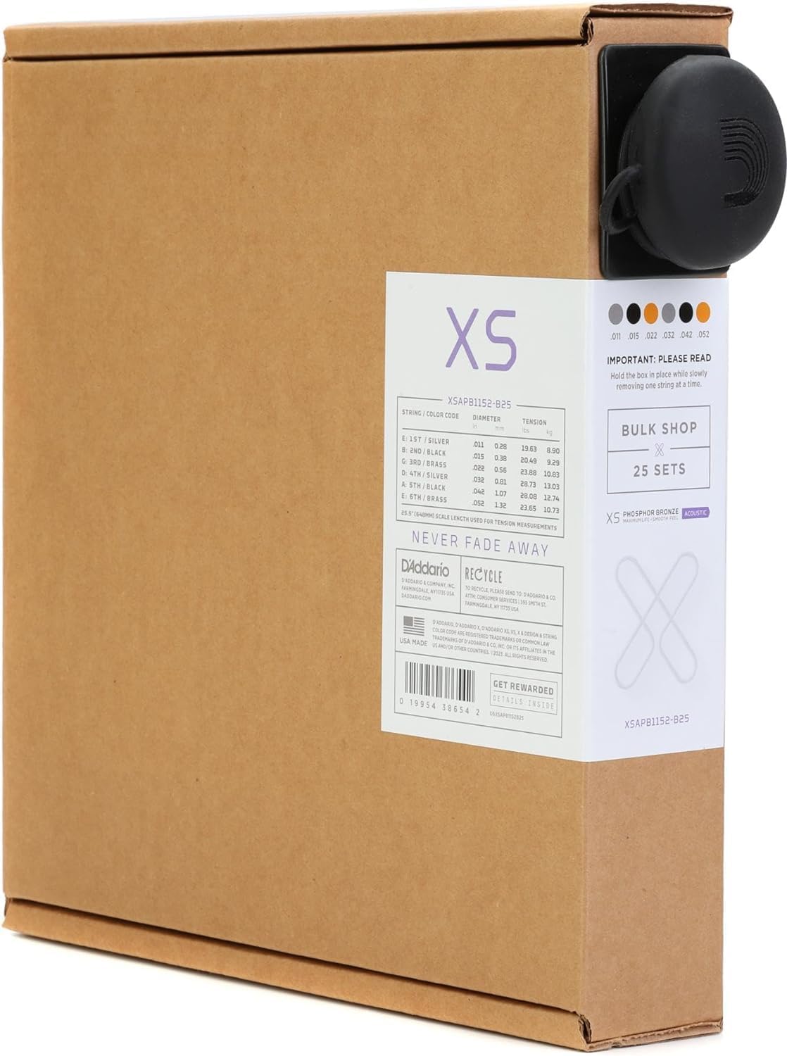 CUERDAS PARA GUITARRA ACÚSTICA D'ADDARIO XS PHOSPHOR BRONZE 11-52, 25 JUEGOS - 1