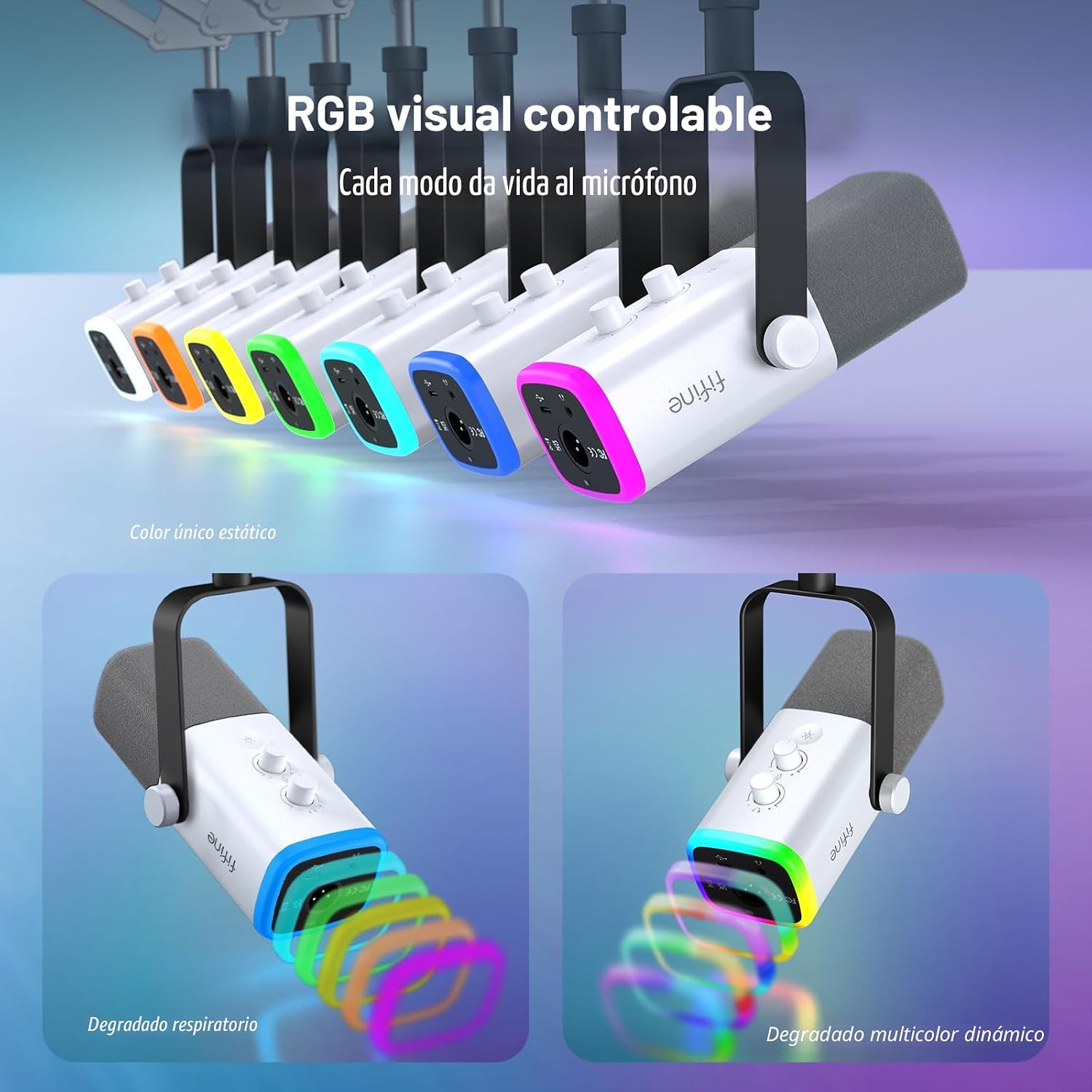 MICRÓFONO FIFINE AMPLIGAME AM8TW XLR/USB DINÁMICO PARA GAMING Y STREAMING - 5