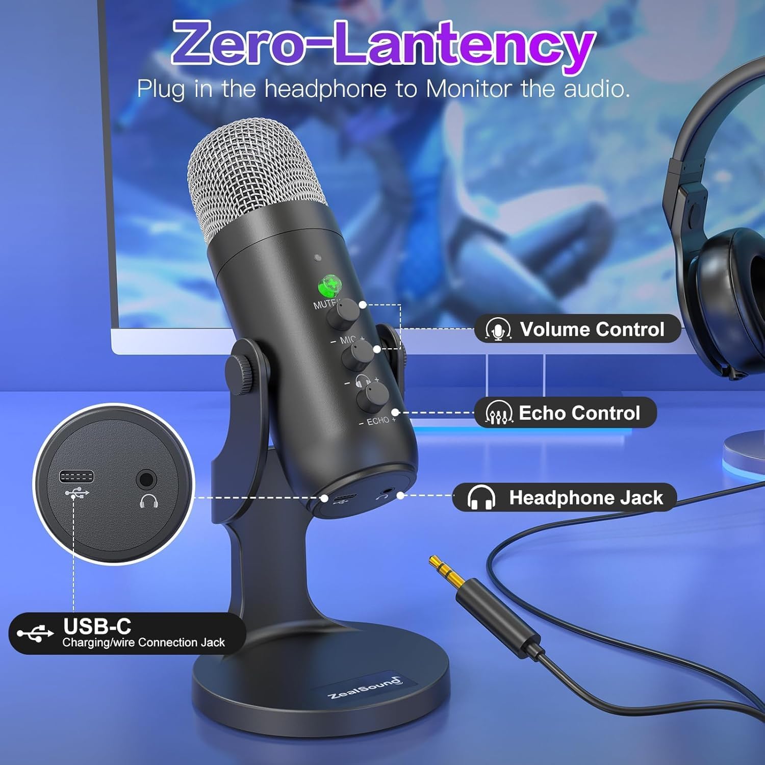 MICRÓFONO INALÁMBRICO ZEALSOUND K66DG CON CANCELACIÓN DE RUIDO PARA PC, IPHONE, IPAD Y ANDROID - 5