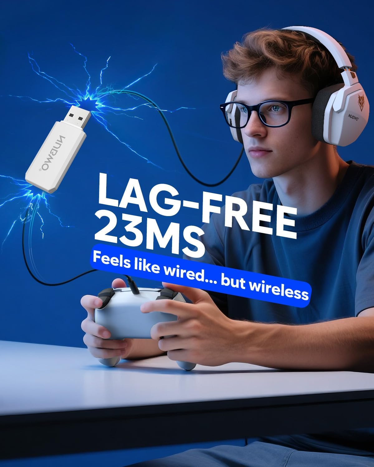 HEADSET GAMING INALÁMBRICO NUBWO G06 PARA PS5, PS4 Y PC, BLANCO - 3