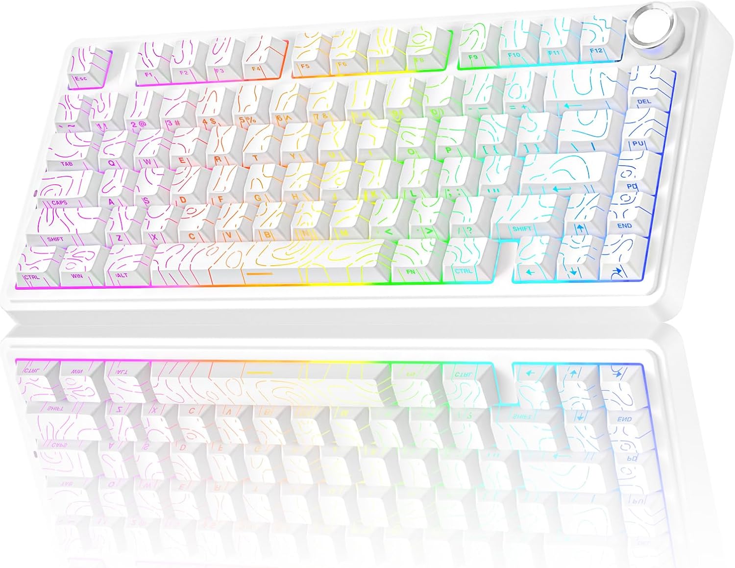 TECLADO MECÁNICO AULA F75 PRO INALÁMBRICO 75% BLANCO CON KNOB - 1