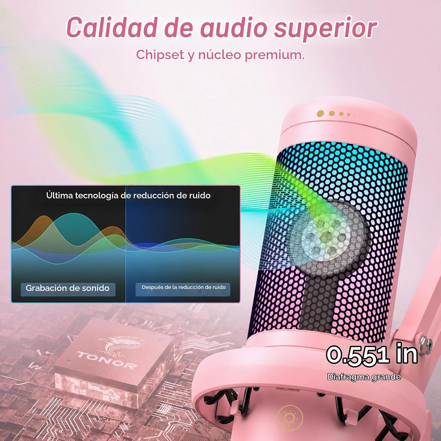 MICRÓFONO CONDENSADOR TONOR TC310+ GAMING USB CON RGB - 2