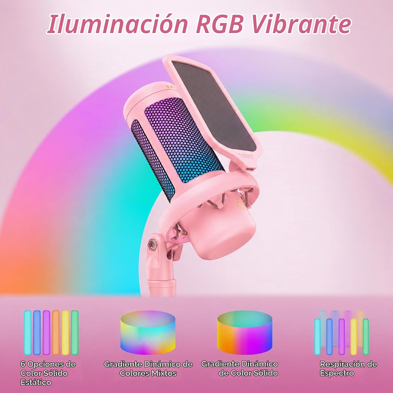 MICRÓFONO CONDENSADOR TONOR TC310+ GAMING USB CON RGB - 3