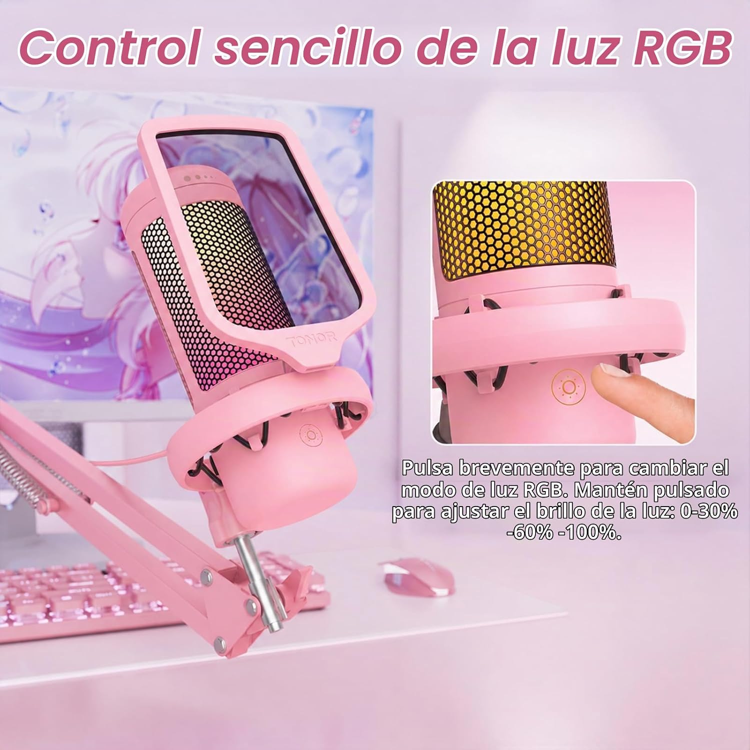 MICRÓFONO CONDENSADOR TONOR TC310+ GAMING USB CON RGB - 4