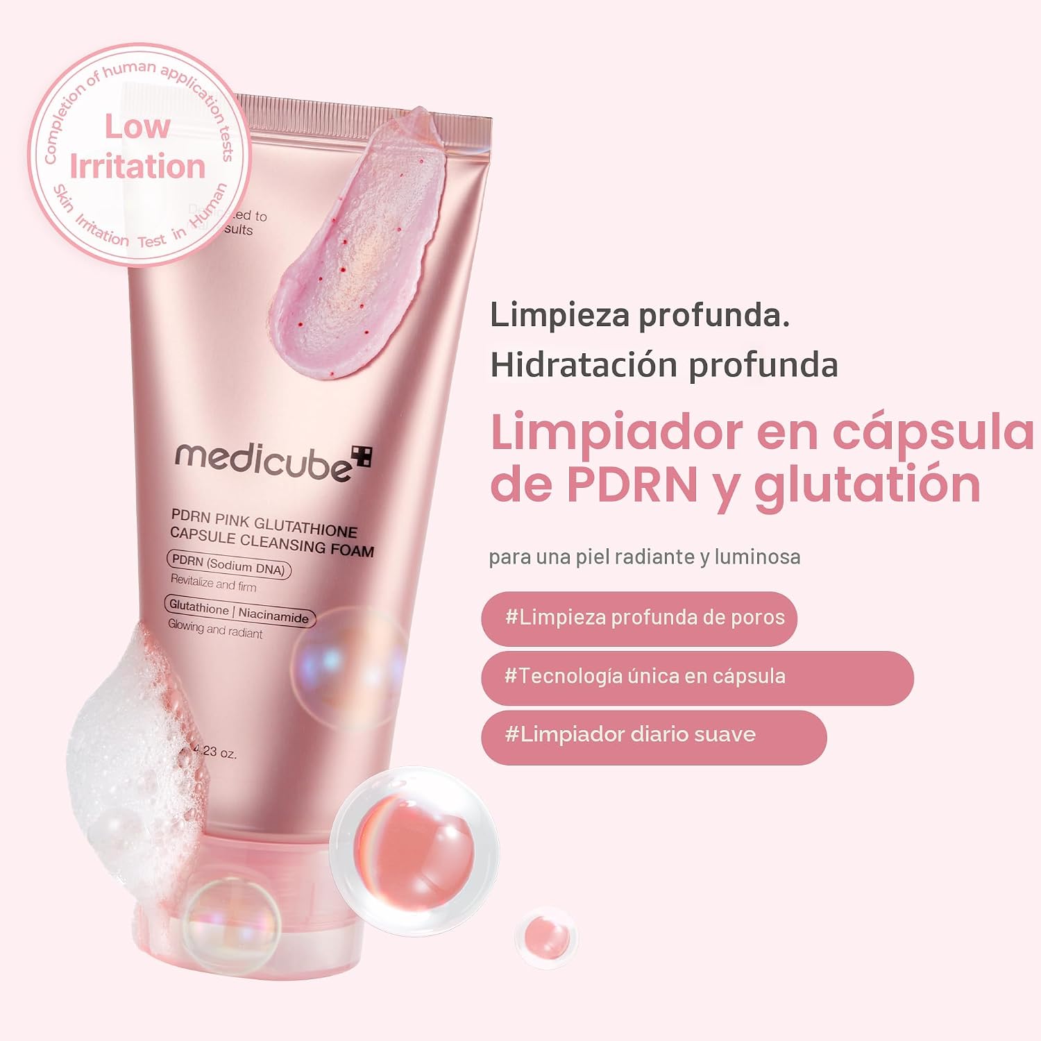 LIMPIADOR FACIAL MEDICUBE PDRN PINK GLUTATHIONE CAPSULE FOAM CLEANSER - 2