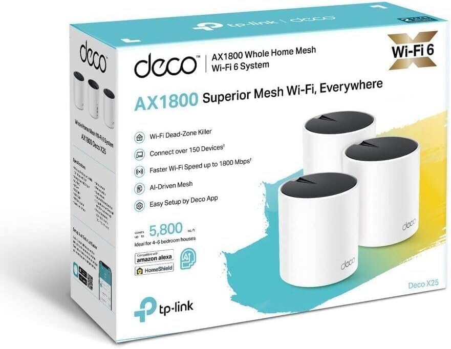 ROUTER TP-LINK DECO X25 AX1800 WI-FI 6 MESH, 3 UNIDADES - 2