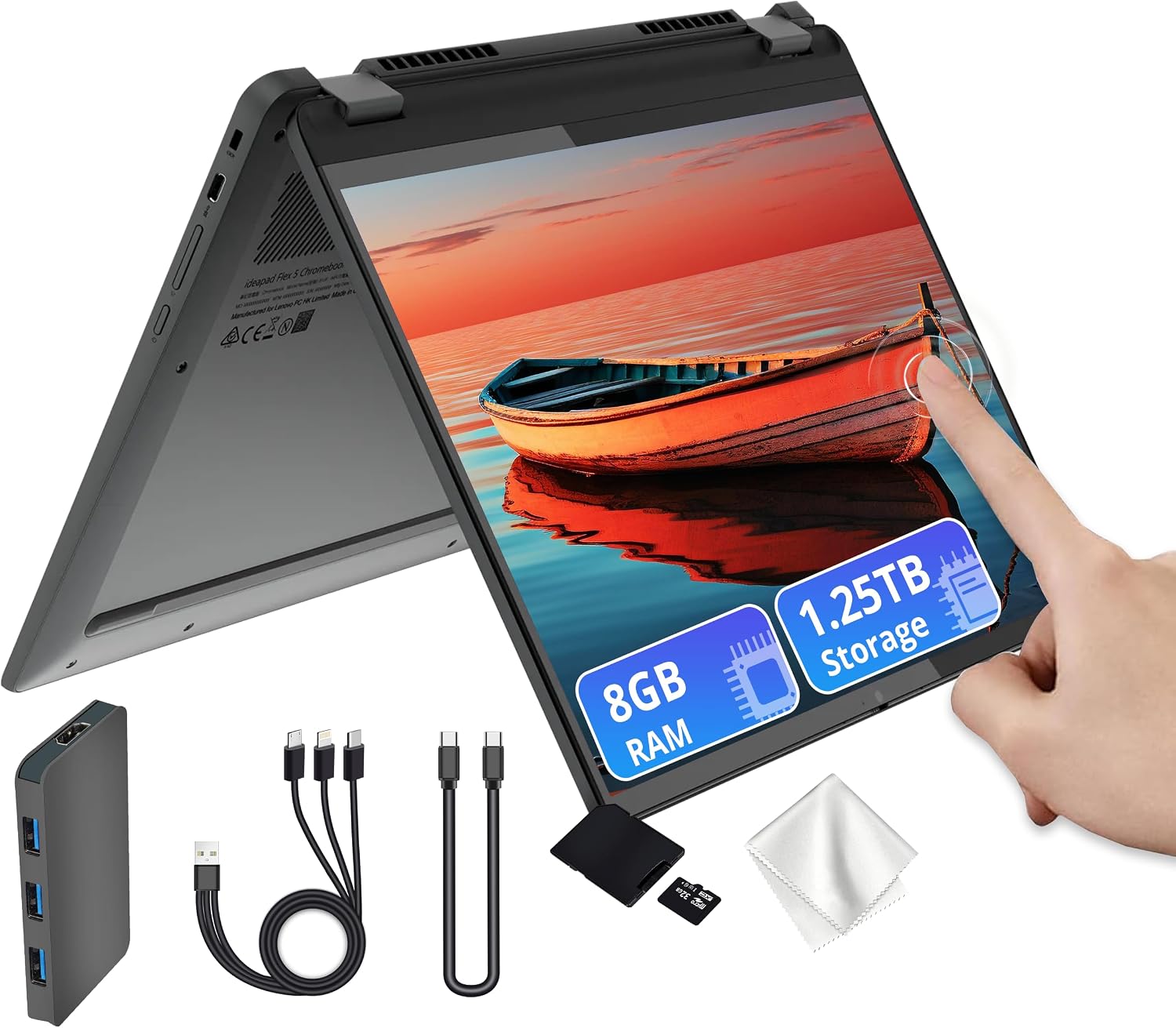 LAPTOP 2 EN 1 LENOVO FLEX 5I CHROMEBOOK PLUS 14' WUXGA TÁCTIL INTEL CORE I5-1334U 8GB 256GB SSD GRIS - 1