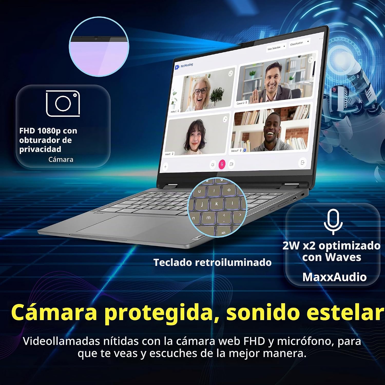 LAPTOP 2 EN 1 LENOVO FLEX 5I CHROMEBOOK PLUS 14' WUXGA TÁCTIL INTEL CORE I5-1334U 8GB 256GB SSD GRIS - 5