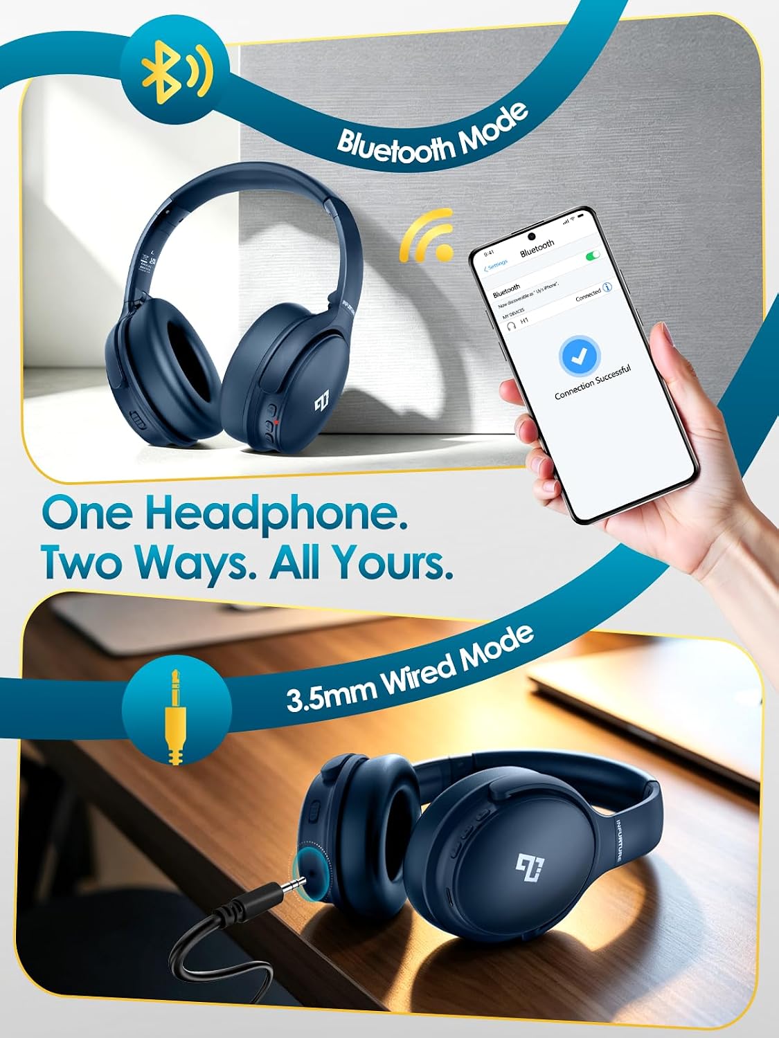 AUDÍFONOS OVER-EAR INFURTURE ACTIVE NOISE CANCELLING BLUETOOTH H1 - 5