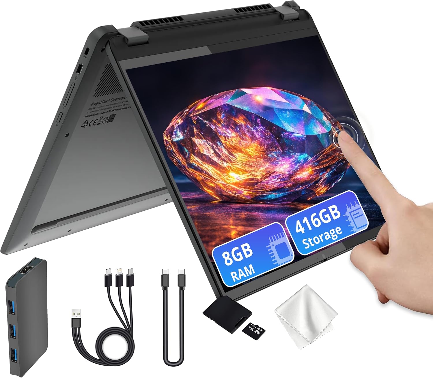 LAPTOP 2 EN 1 LENOVO FLEX 5I CHROMEBOOK PLUS 14' WUXGA TÁCTIL INTEL CORE I5-1334U 8GB 256GB SSD GRIS - 1