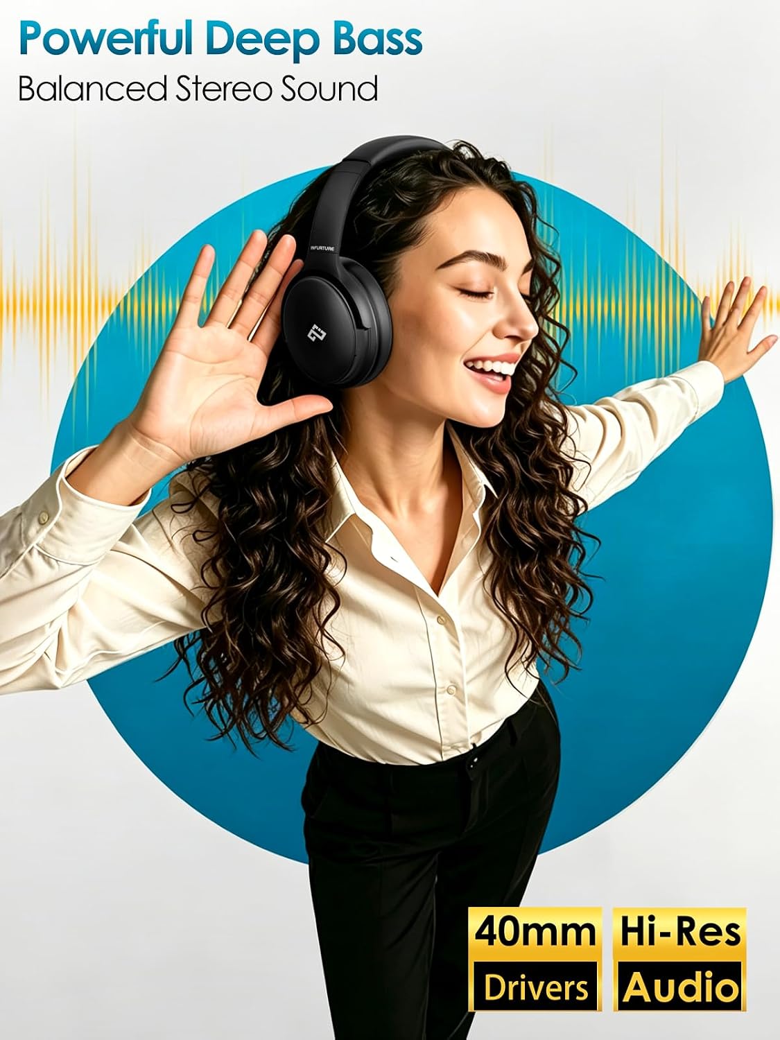 AUDÍFONOS OVER-EAR INFURTURE H1 CON CANCELACIÓN ACTIVA DE RUIDO Y BLUETOOTH 5.4 - 3