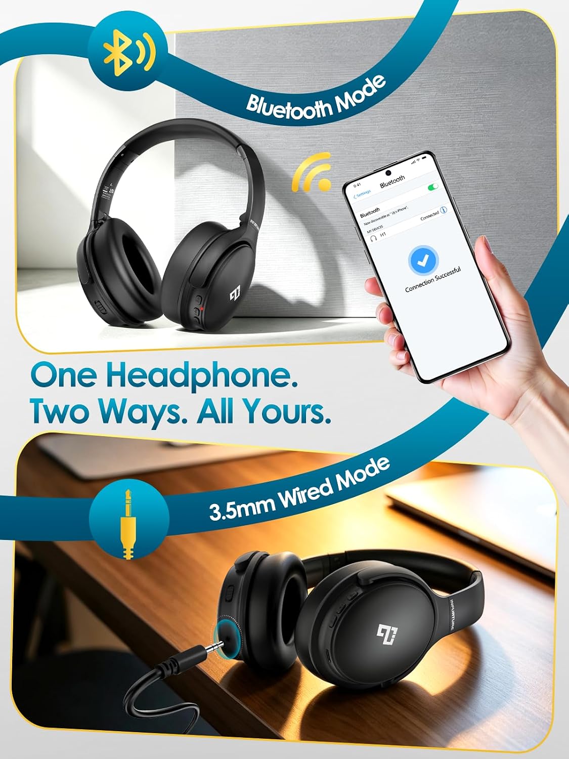 AUDÍFONOS OVER-EAR INFURTURE H1 CON CANCELACIÓN ACTIVA DE RUIDO Y BLUETOOTH 5.4 - 5