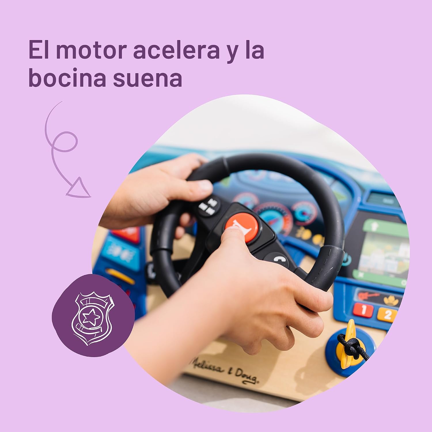 TABLERO INTERACTIVO DE MADERA MELISSA Y DOUG VROOM Y ZOOM CON VOLANTE DE CARRERAS, LUCES Y SONIDOS - 3