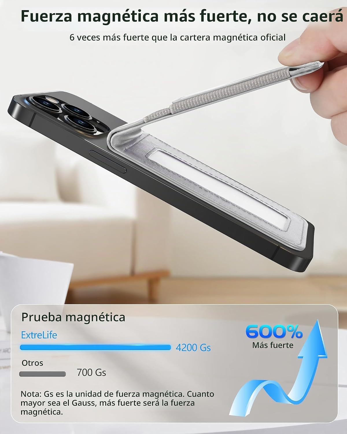 BILLETERA MAGNÉTICA EXTRELIFE PARA MAGSAFE CON SOPORTE AJUSTABLE, CAPACIDAD 10 TARJETAS Y BLOQUEO RFID - 3