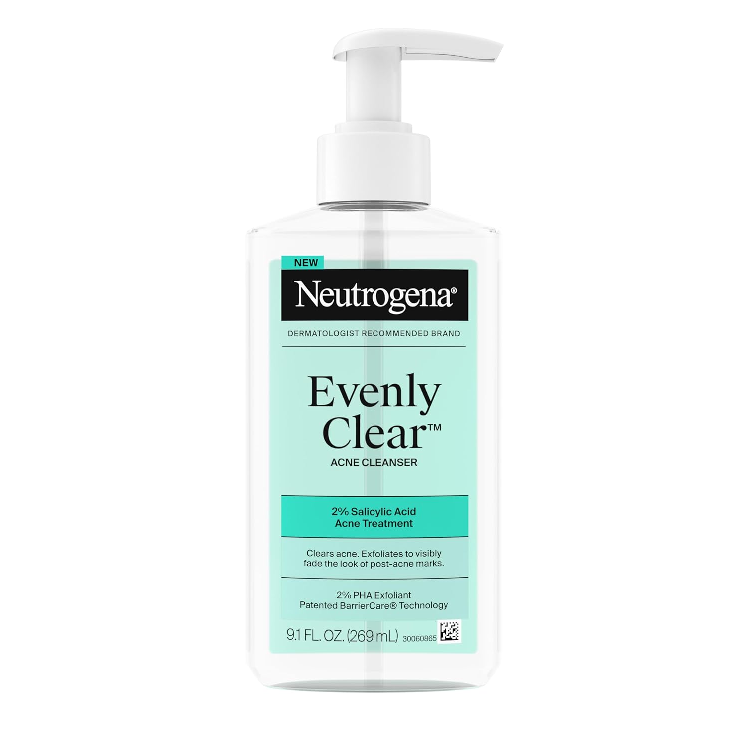 LIMPIADOR FACIAL NEUTROGENA EVENLY CLEAR ACNE CLEANSER 9.1 FL OZ - 1