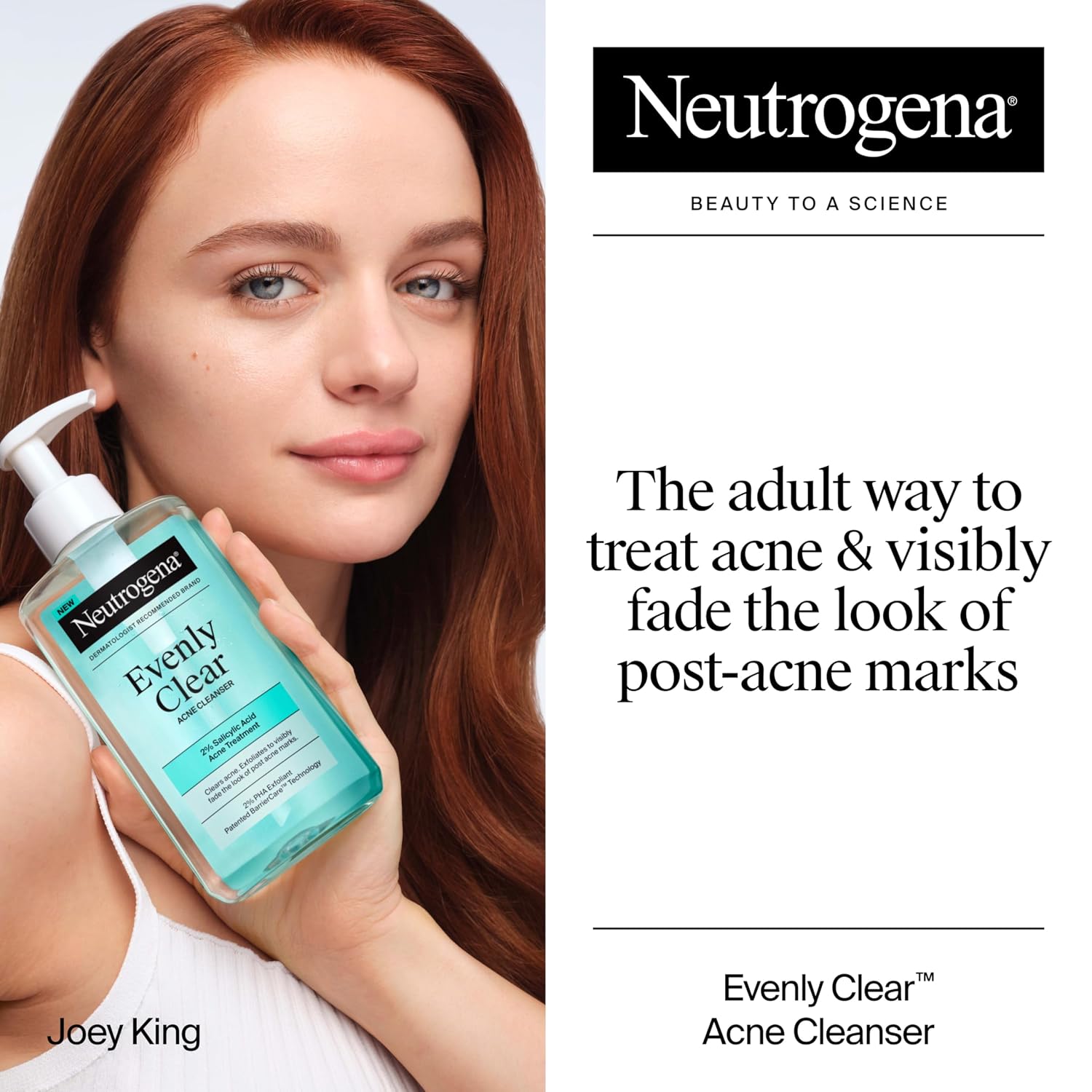 LIMPIADOR FACIAL NEUTROGENA EVENLY CLEAR ACNE CLEANSER 9.1 FL OZ - 2