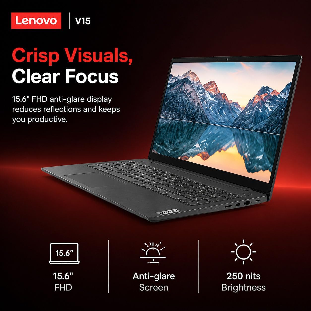 LAPTOP LENOVO V15 AMD RYZEN 3 7320U 16GB DDR5 512GB SSD 15.6' FHD WINDOWS 11 PRO - 5