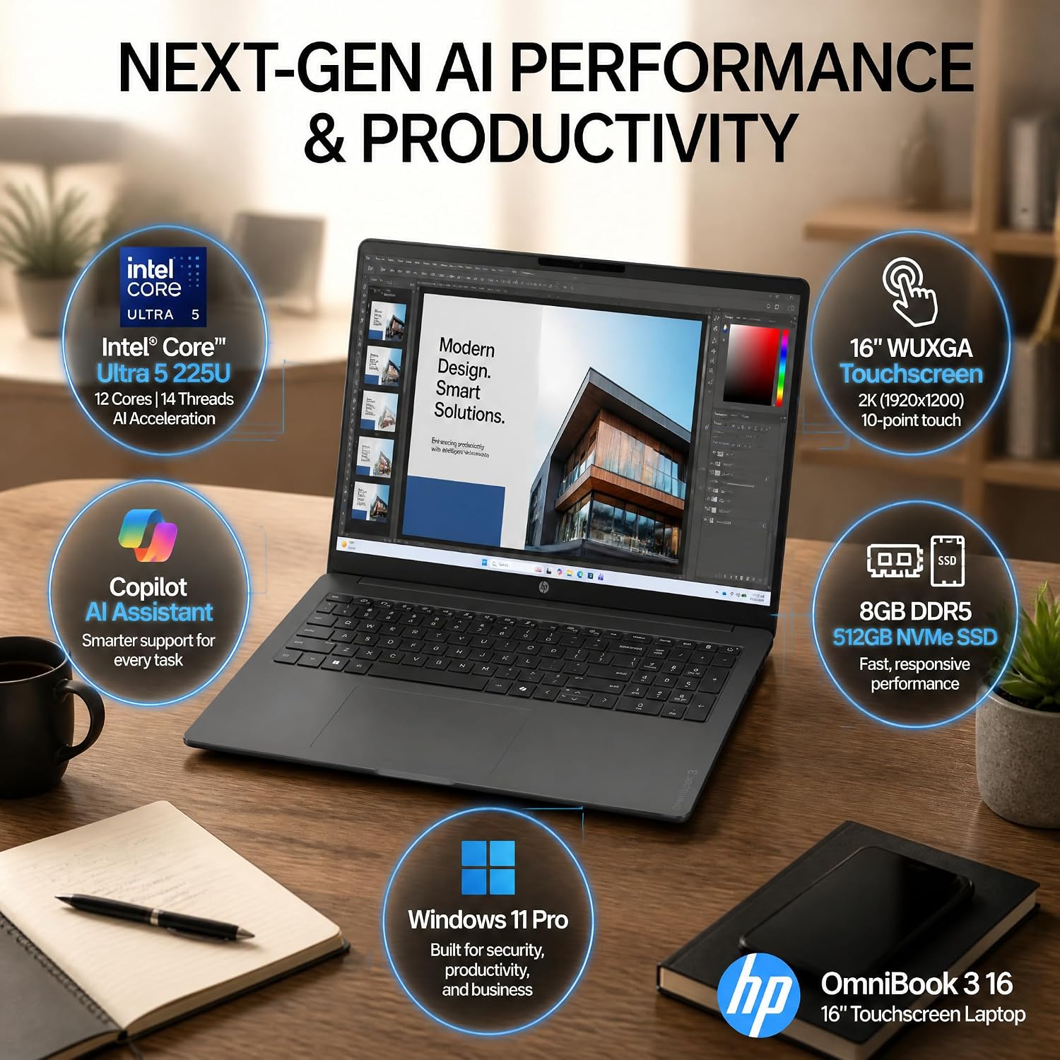 LAPTOP HP OMNIBOOK 3 16 PULGADAS TOUCHSCREEN INTEL CORE ULTRA 5 225U WINDOWS 11 PRO - 3