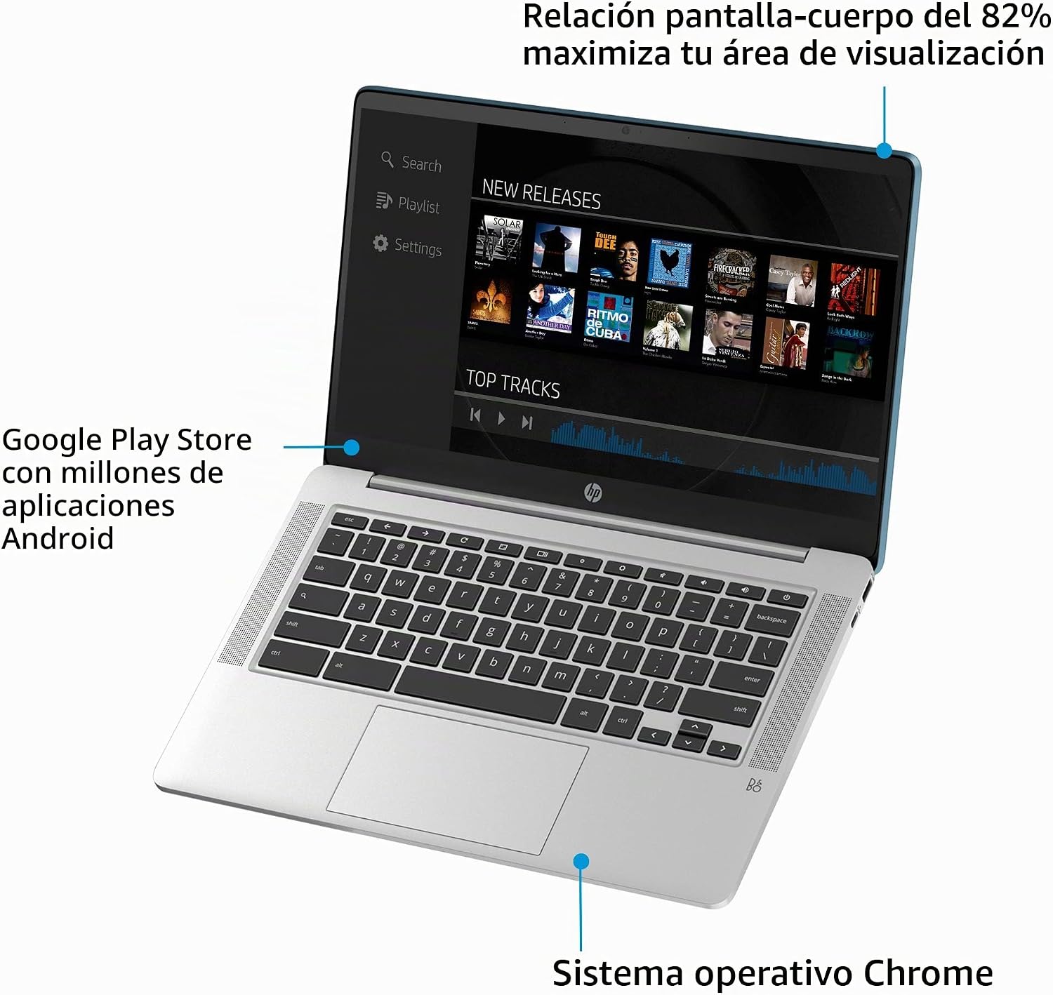 LAPTOP HP CHROMEBOOK 14 PULGADAS HD INTEL CELERON N4000 4GB RAM 32GB EMMC FOREST TEAL - 3