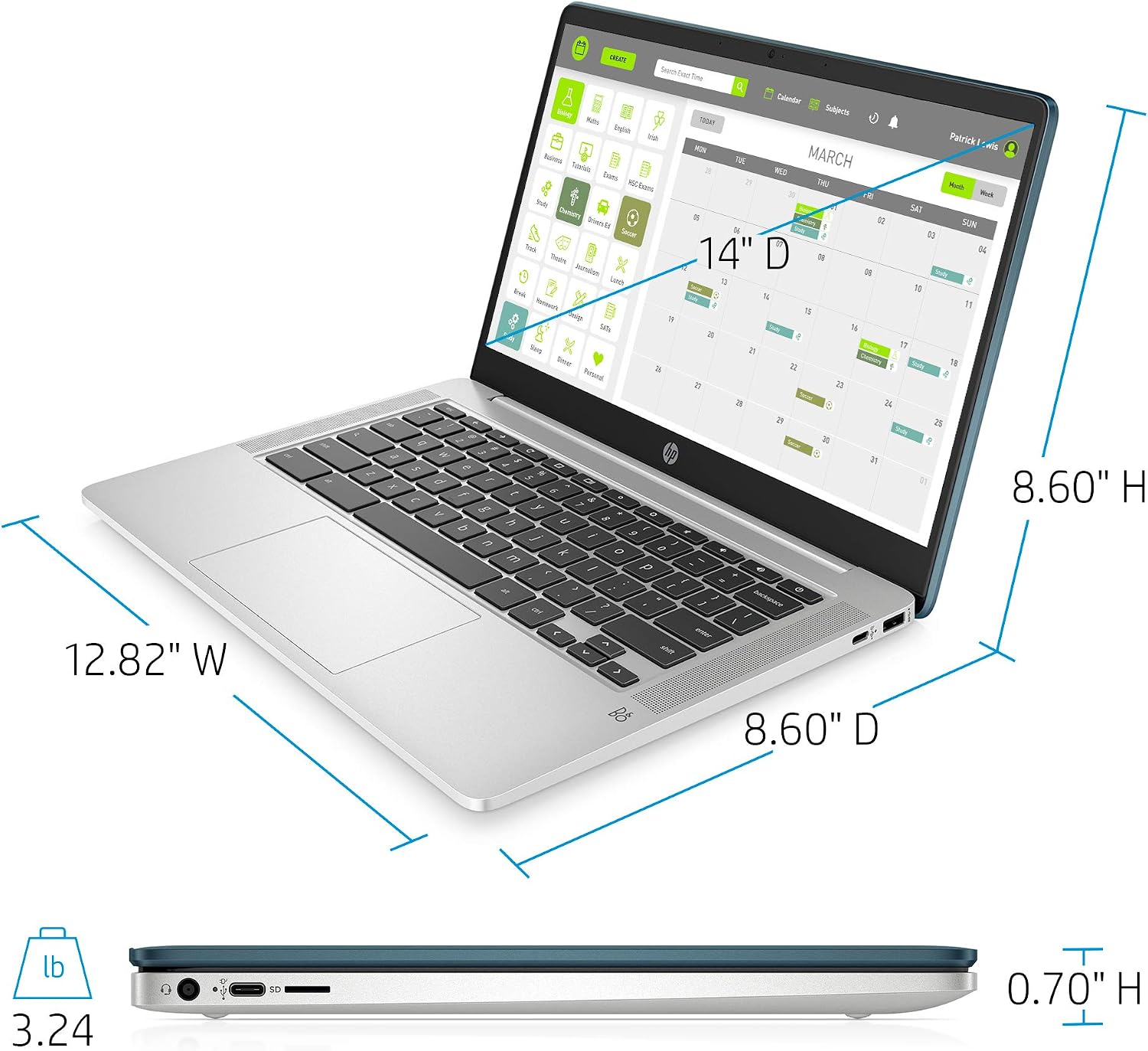 LAPTOP HP CHROMEBOOK 14 PULGADAS HD INTEL CELERON N4000 4GB RAM 32GB EMMC FOREST TEAL - 4