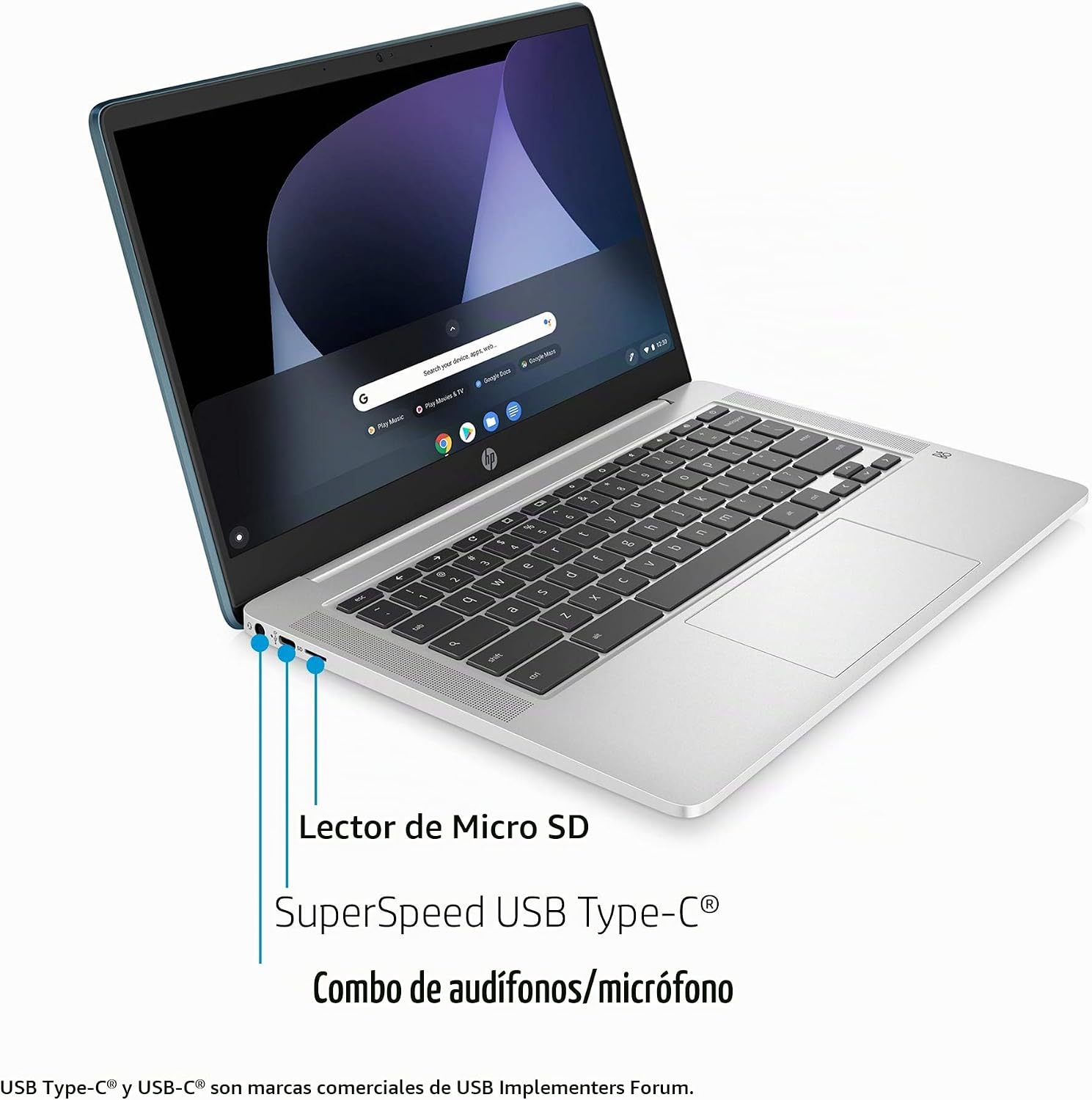 LAPTOP HP CHROMEBOOK 14 PULGADAS HD INTEL CELERON N4000 4GB RAM 32GB EMMC FOREST TEAL - 5
