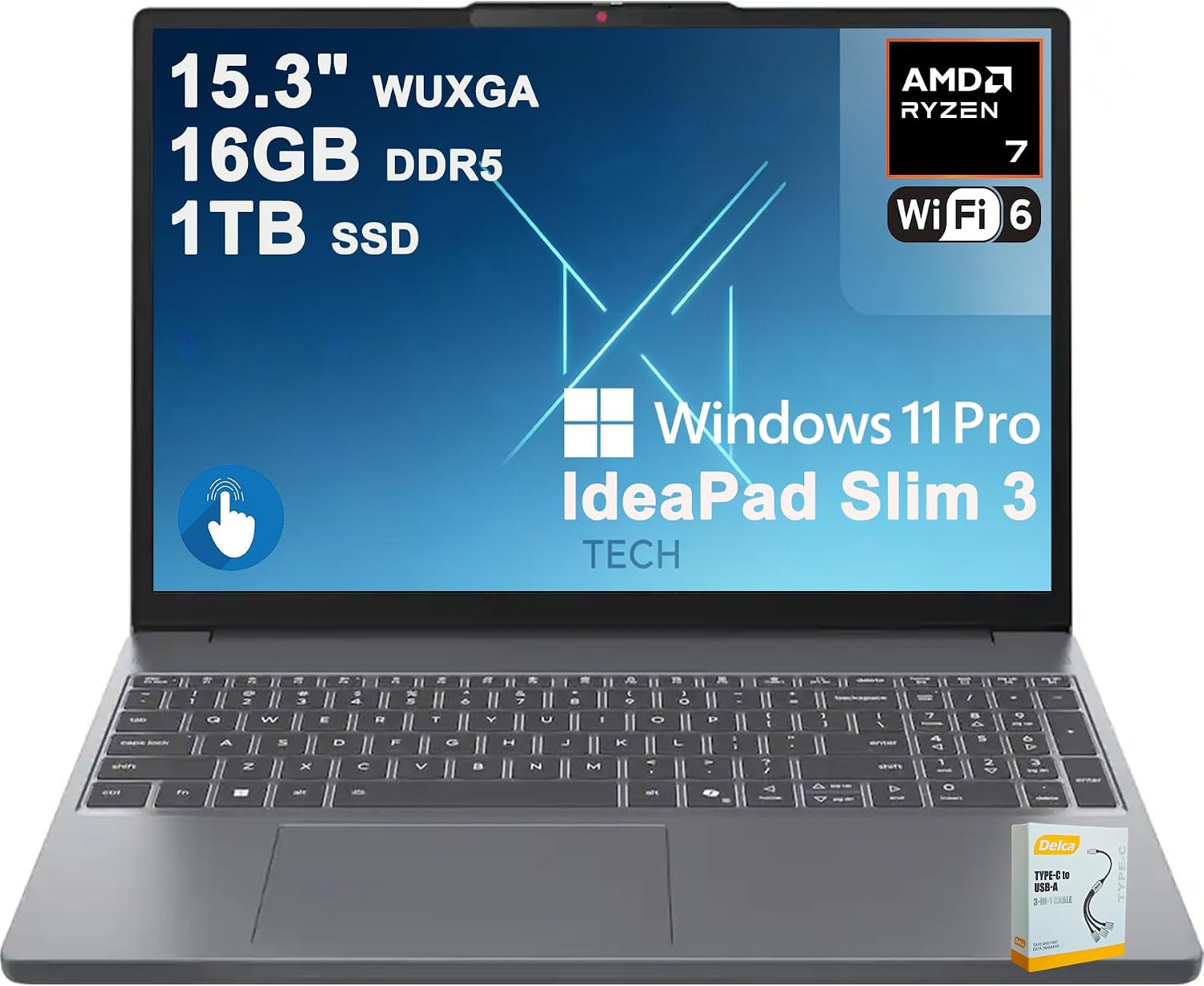 LAPTOP LENOVO IDEAPAD SLIM 3 15.3' AMD RYZEN 7 16GB DDR5 1TB SSD - 1