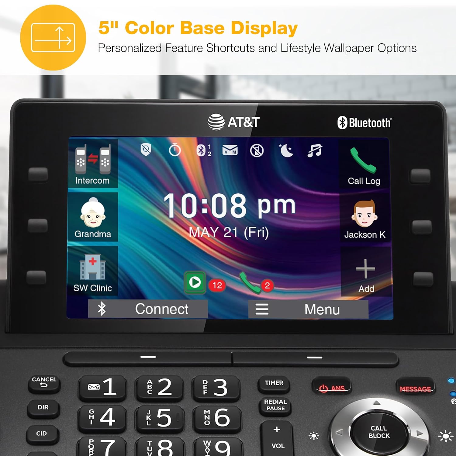 TELÉFONO FIJO INALÁMBRICO ATYT DLP73290 CON 2 AURICULARES, PANTALLA A COLOR 5' Y BLOQUEADOR DE LLAMADAS - 2