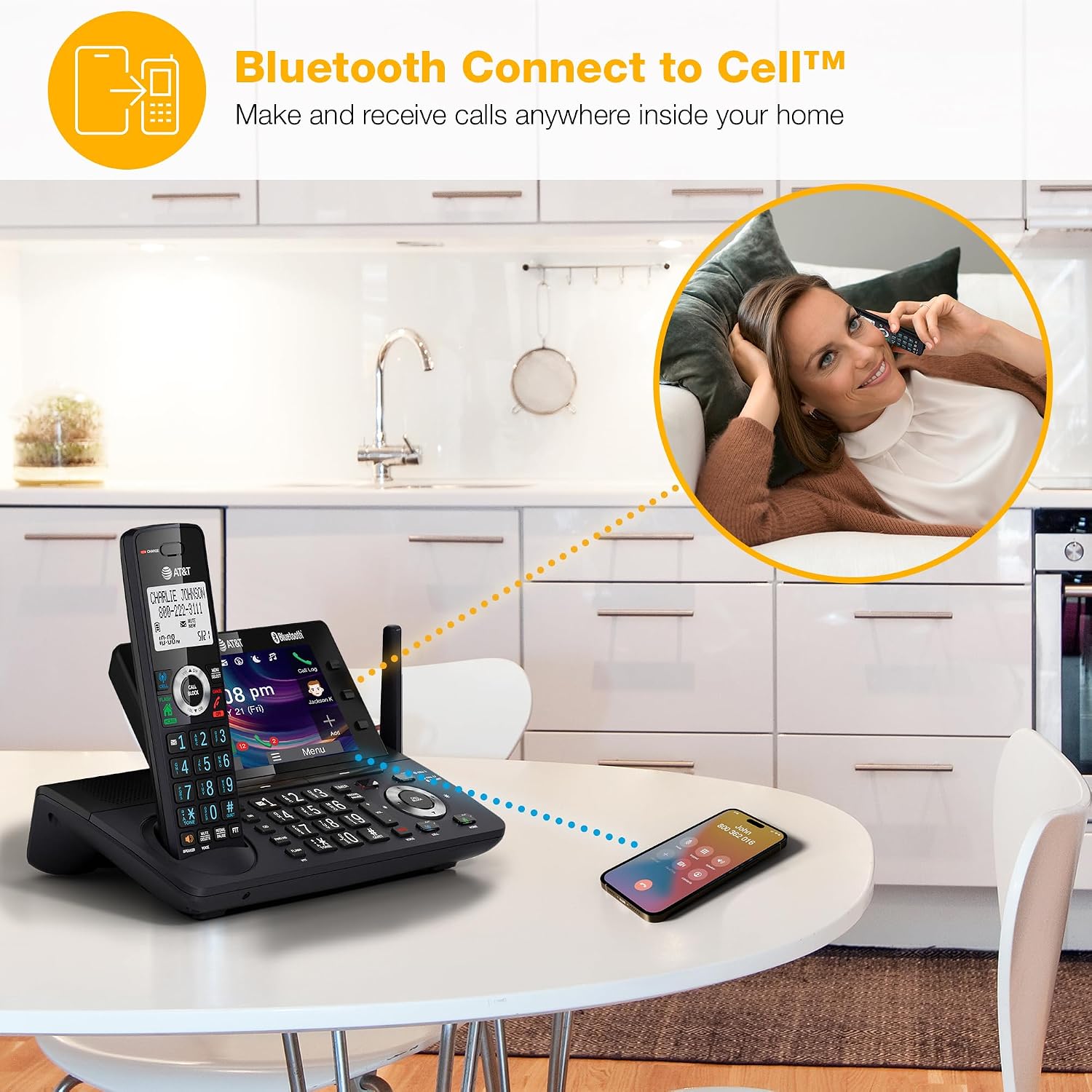 TELÉFONO FIJO INALÁMBRICO ATYT DLP73290 CON 2 AURICULARES, PANTALLA A COLOR 5' Y BLOQUEADOR DE LLAMADAS - 4