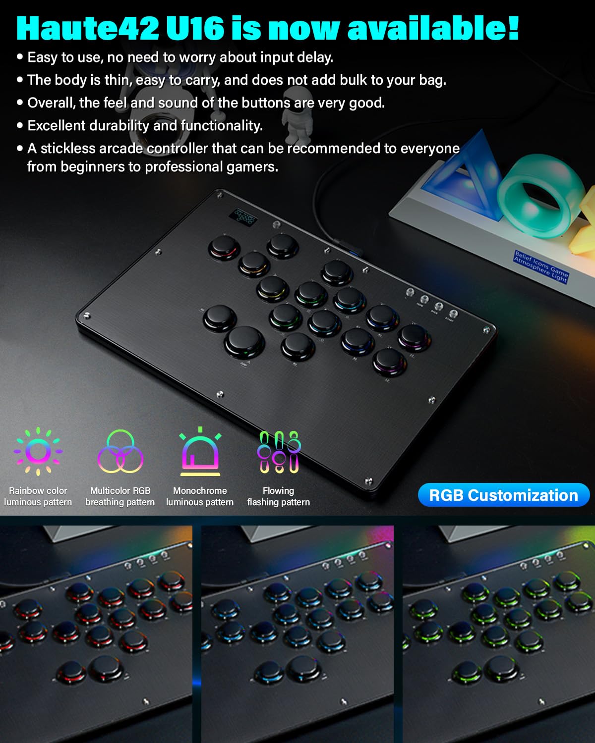 CONTROL ARCADE SEHAWEI U16 LEVERLESS HOT-SWAP 16 BOTONES - 2