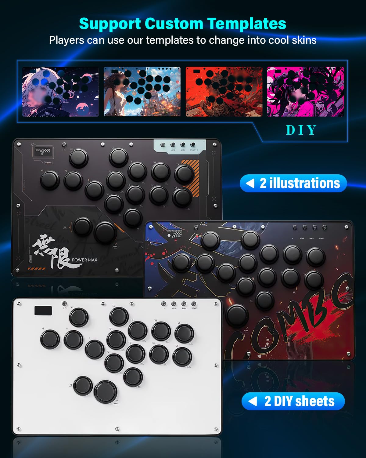 CONTROL ARCADE SEHAWEI U16 LEVERLESS HOT-SWAP 16 BOTONES - 5