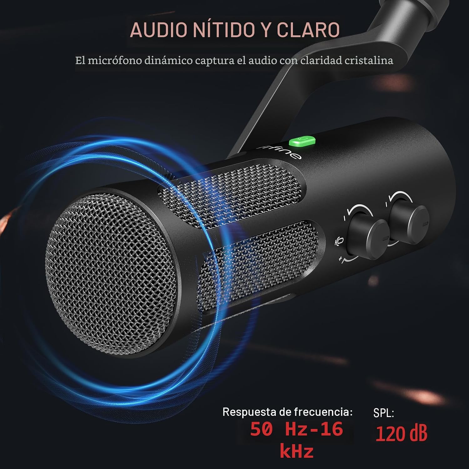 MICRÓFONO DINÁMICO FIFINE AMPLITANK TANK3 XLR/USB PARA PODCAST Y STREAMING - 4