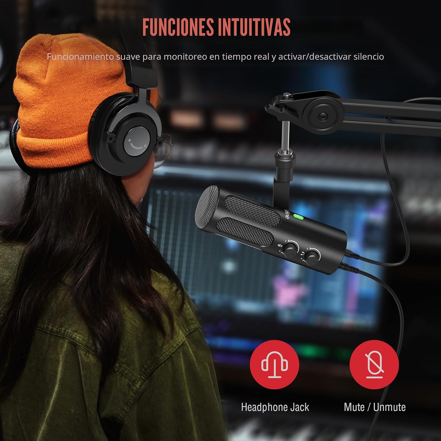 MICRÓFONO DINÁMICO FIFINE AMPLITANK TANK3 XLR/USB PARA PODCAST Y STREAMING - 5