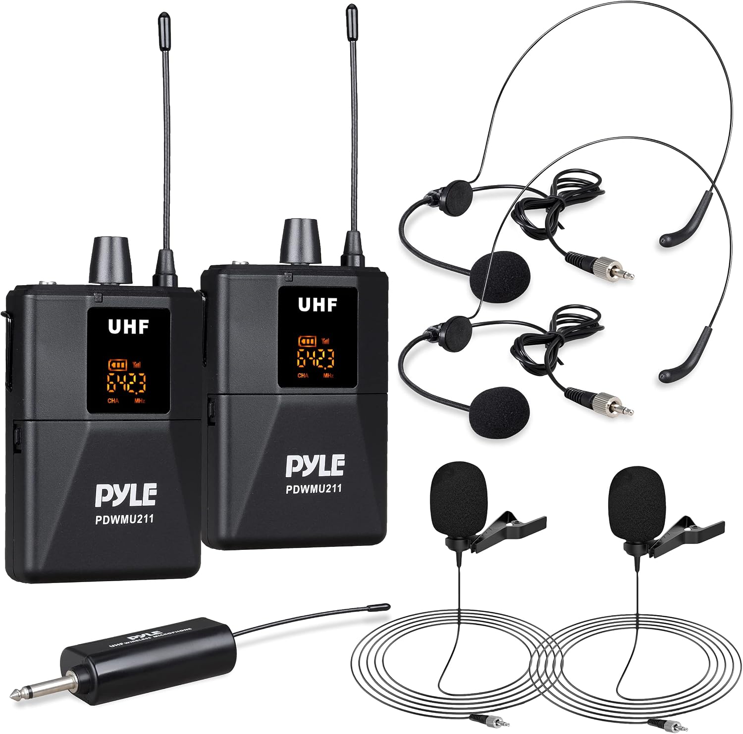 MICRÓFONO INALÁMBRICO PYLE PDWMU211 SISTEMA DUAL UHF PROFESIONAL - 1