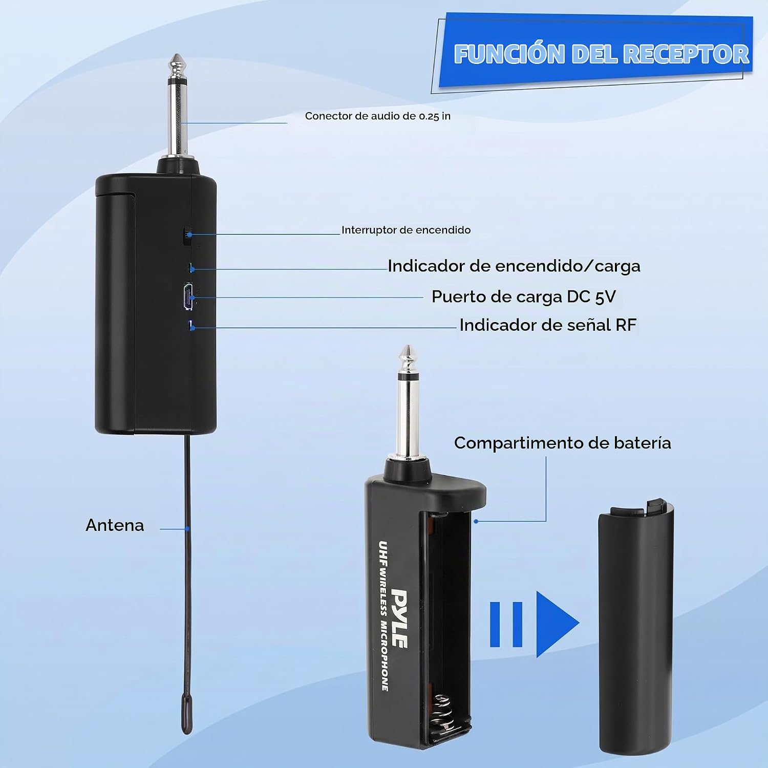 MICRÓFONO INALÁMBRICO PYLE PDWMU211 SISTEMA DUAL UHF PROFESIONAL - 2