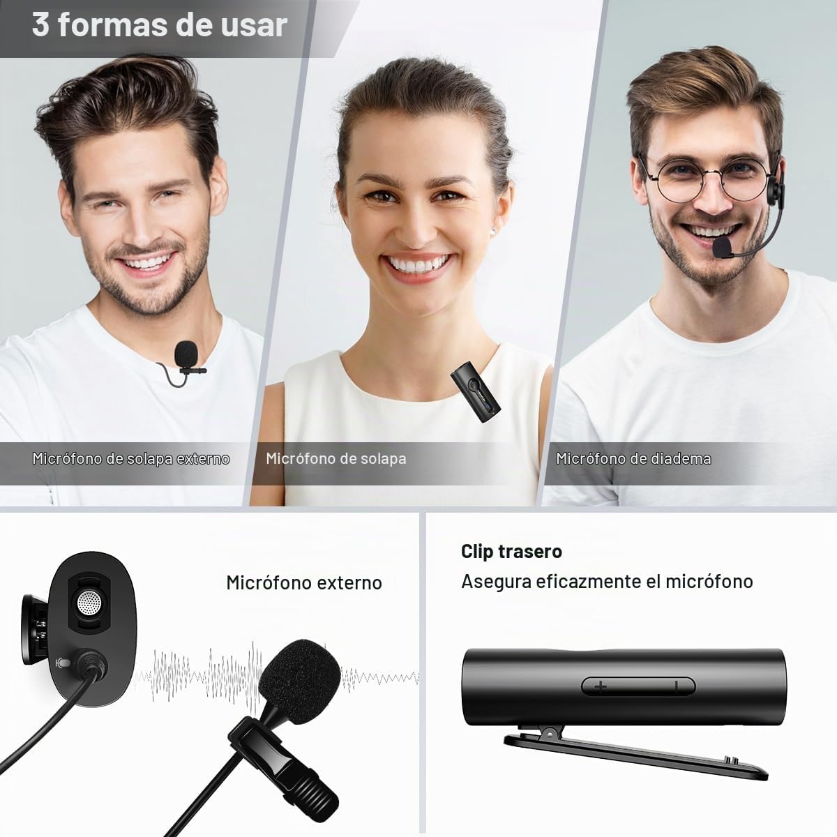 MICRÓFONO INALÁMBRICO KIMAFUN 2.4GHZ CON DIADEMA Y SOLAPA KM-G70 - 3