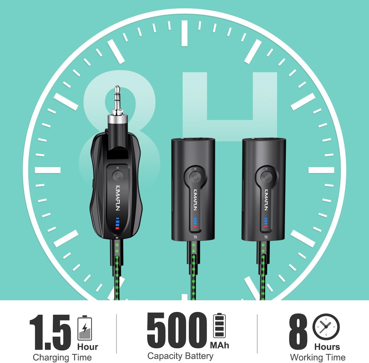 MICRÓFONO INALÁMBRICO KIMAFUN 2.4G LAVALIER Y DE DIADEMA 2 EN 1 - 4