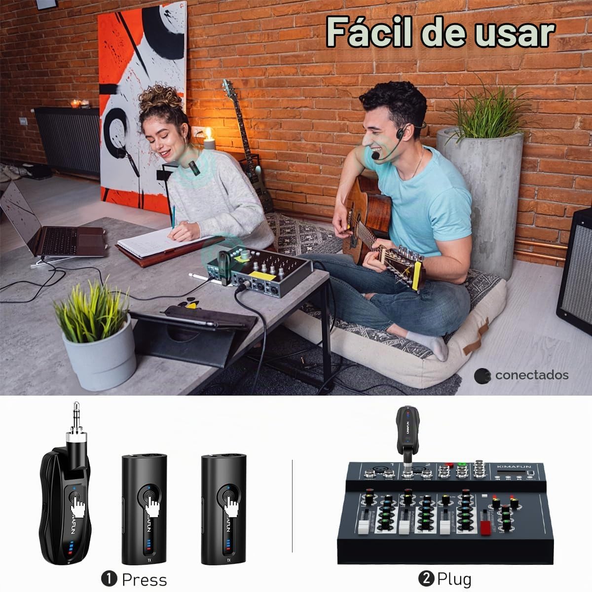 MICRÓFONO INALÁMBRICO KIMAFUN 2.4G LAVALIER Y DE DIADEMA 2 EN 1 - 5
