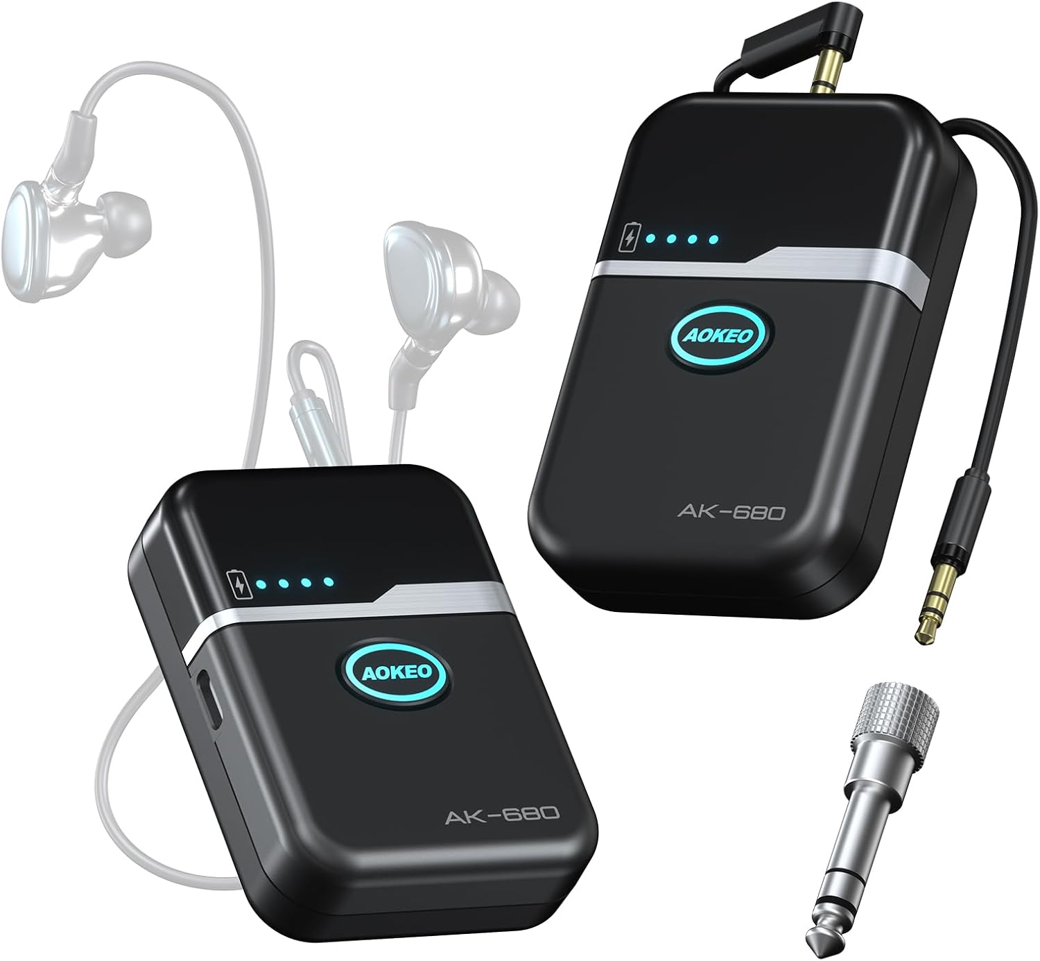 SISTEMA DE MONITOREO INALÁMBRICO IN-EAR AOKEO AK-680 5.8G PROFESIONAL CON TRANSMISOR Y RECEPTOR - 1