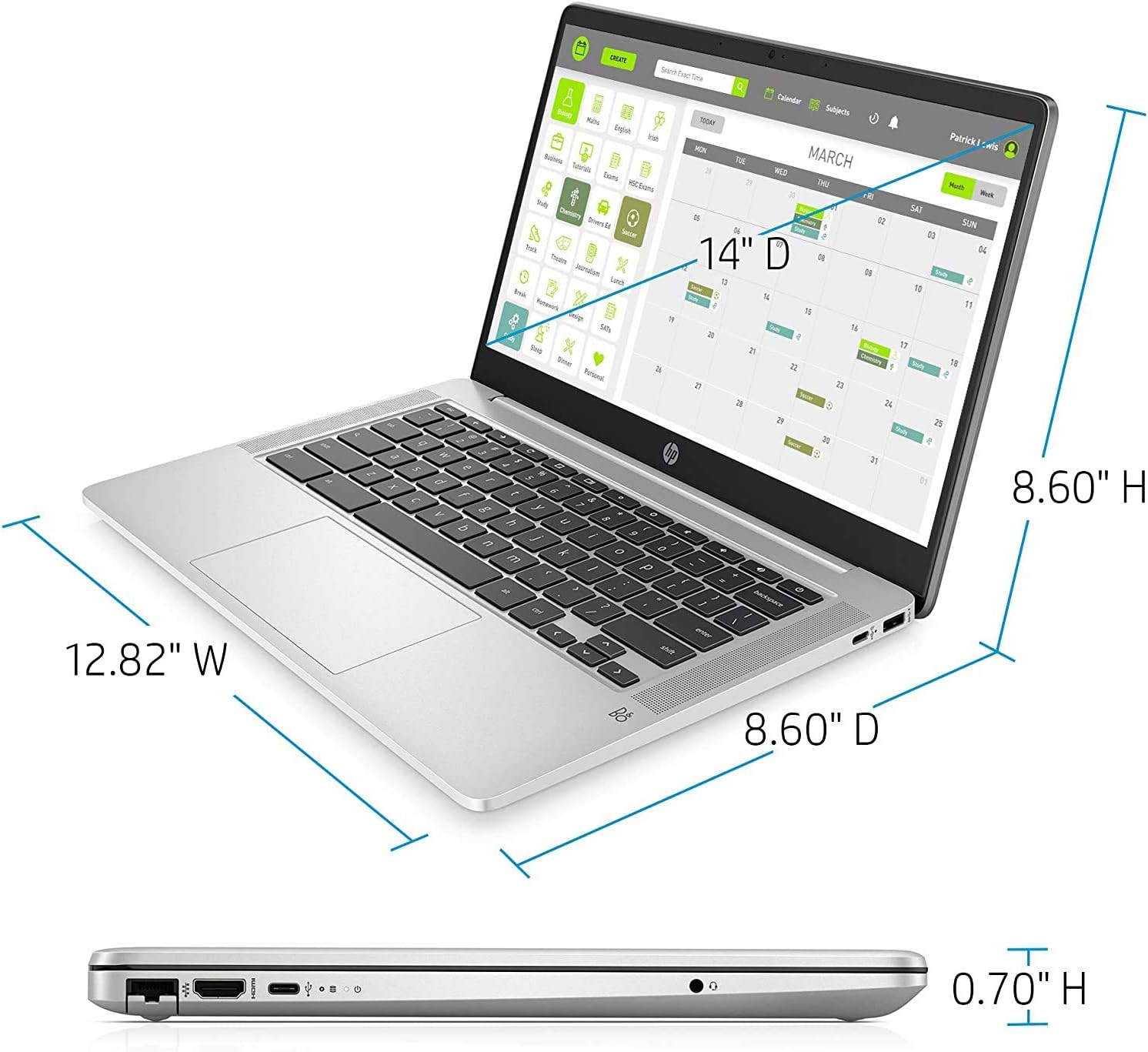 LAPTOP HP CHROMEBOOK 14 PULGADAS HD TOUCHSCREEN INTEL CELERON N4000 4GB RAM 32GB EMMC FOREST TEAL - 3
