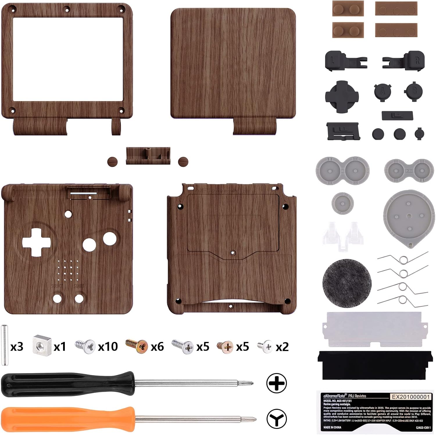 CARCASA DE REEMPLAZO EXTREMERATE WOOD GRAIN PARA GAMEBOY ADVANCE SP COMPATIBLE CON PANTALLA IPS - 1