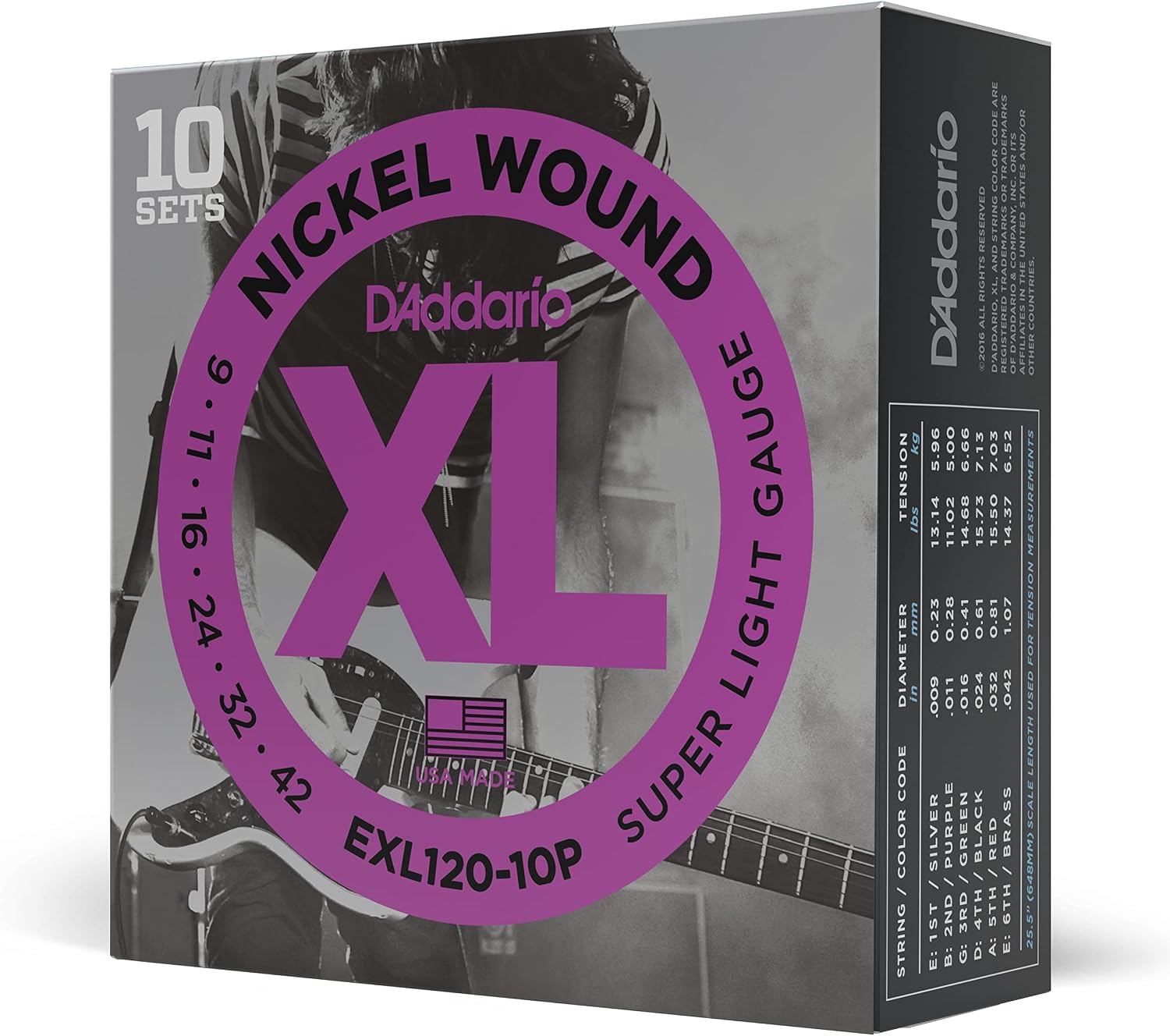 CUERDAS PARA GUITARRA ELÉCTRICA D'ADDARIO XL NICKEL 09-42, PACK DE 10 JUEGOS - 1