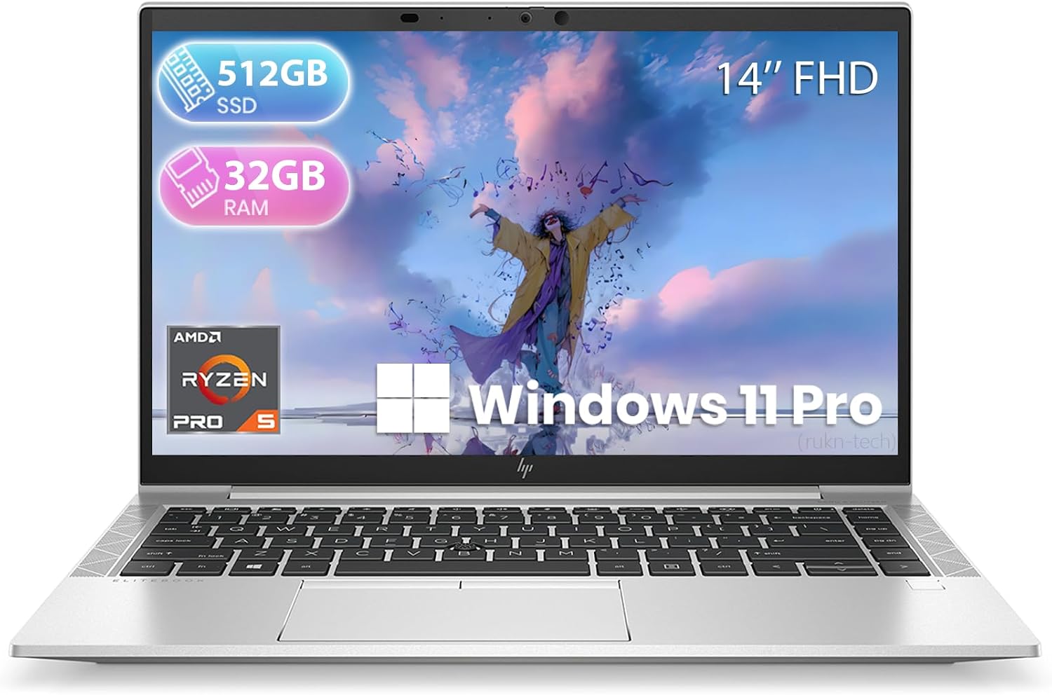 LAPTOP HP ELITEBOOK 845 G8 14 PULGADAS FHD AMD RYZEN 5 PRO 32GB RAM 512GB SSD - 1