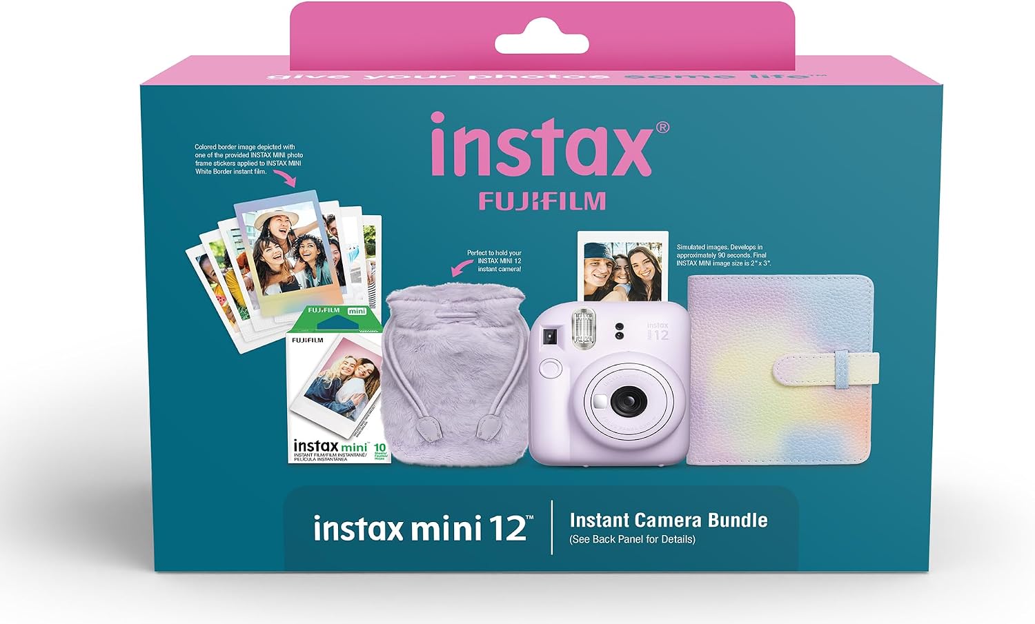 CÁMARA INSTANTÁNEA FUJIFILM INSTAX MINI 12 MORADA BUNDLE HOLIDAY 2024 - 1
