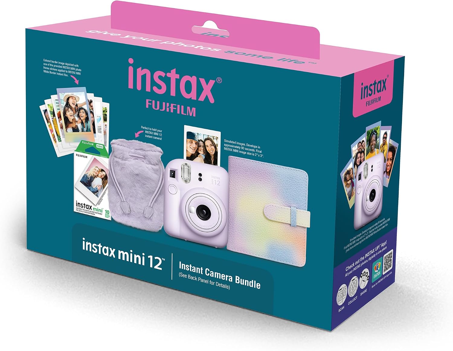 CÁMARA INSTANTÁNEA FUJIFILM INSTAX MINI 12 MORADA BUNDLE HOLIDAY 2024 - 2