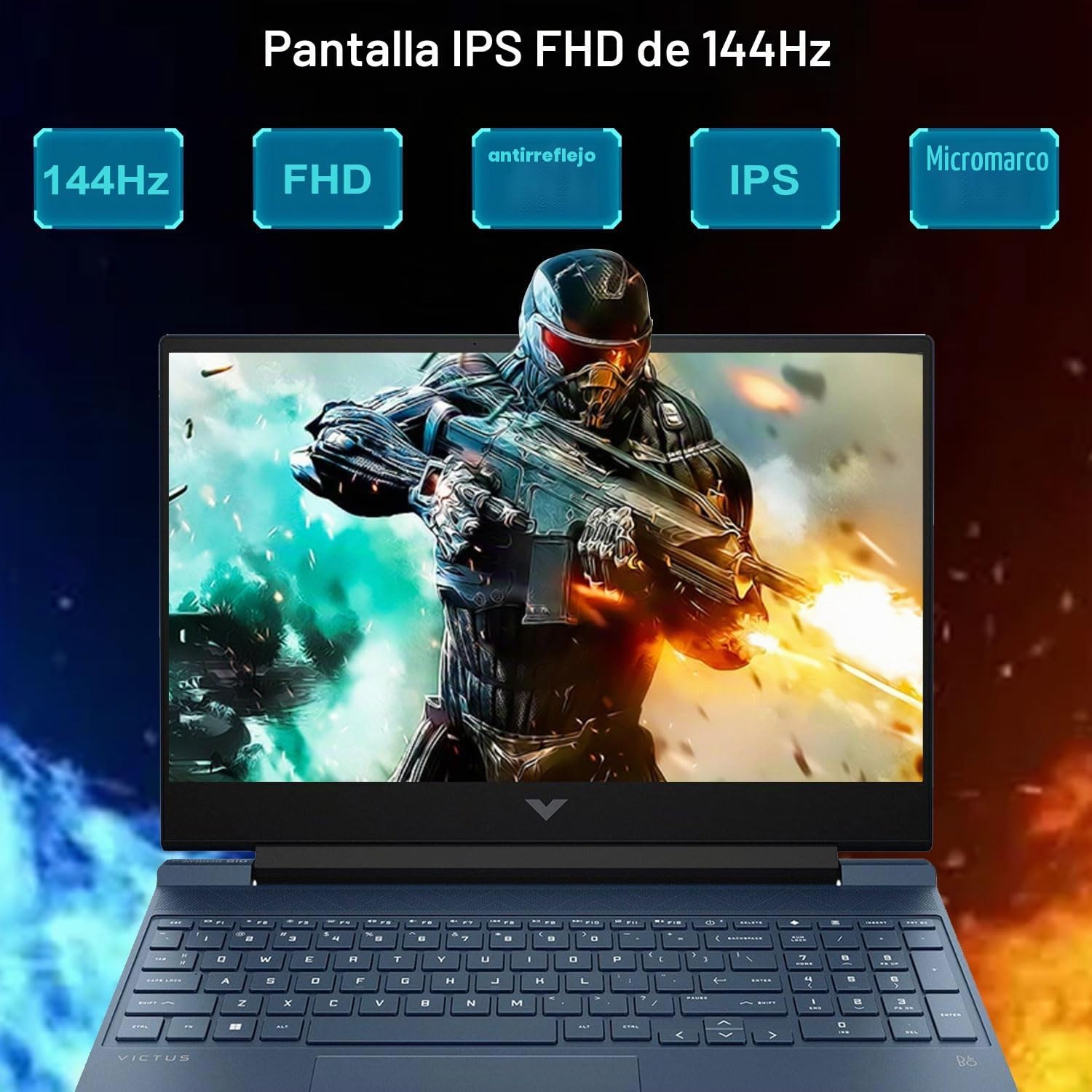 LAPTOP HP VICTUS 15.6 INTEL CORE I5-12450H RTX 3050 16GB 1TB SSD 144HZ AZUL - 3