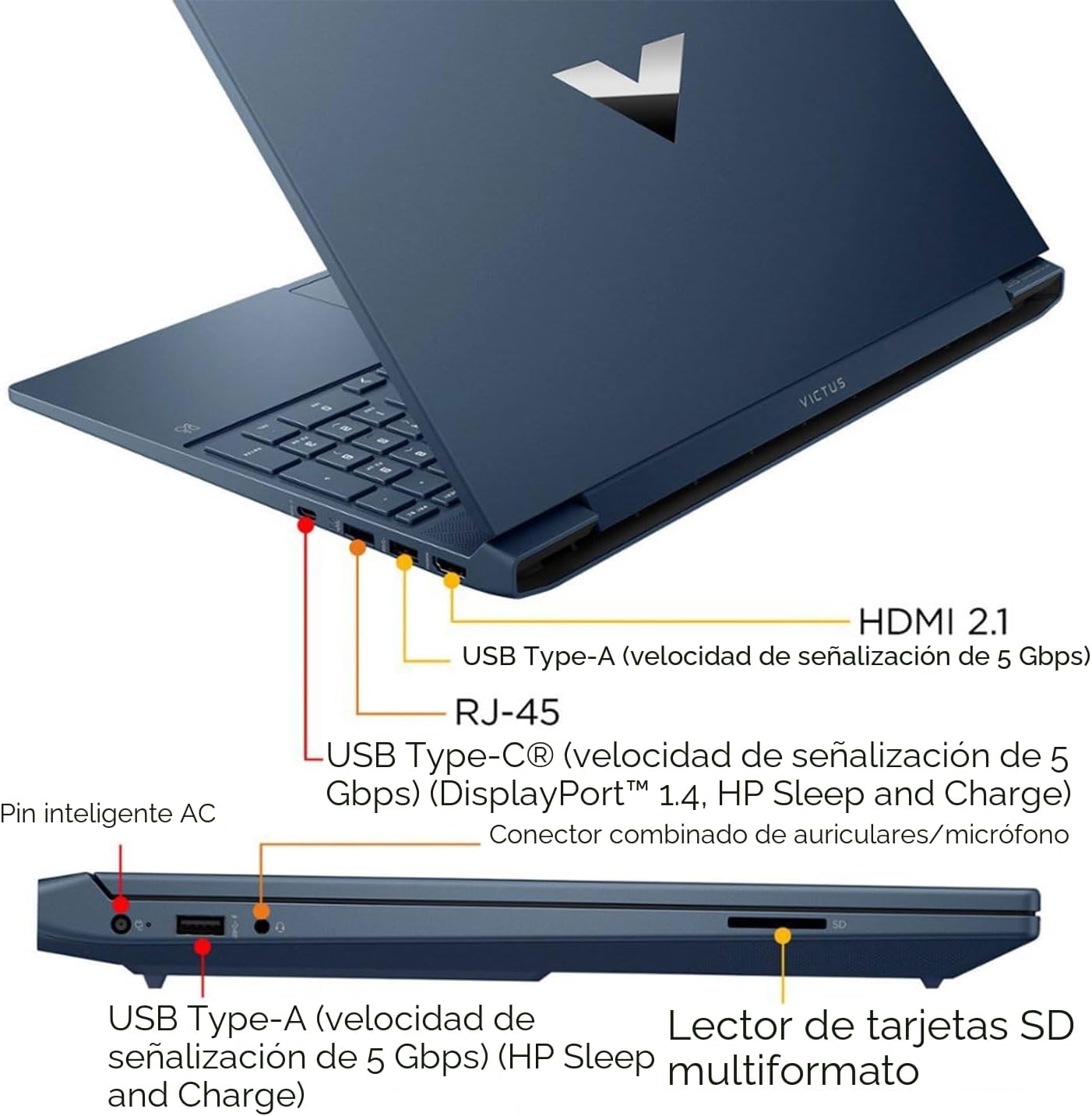 LAPTOP HP VICTUS 15.6 INTEL CORE I5-12450H RTX 3050 16GB 1TB SSD 144HZ AZUL - 5