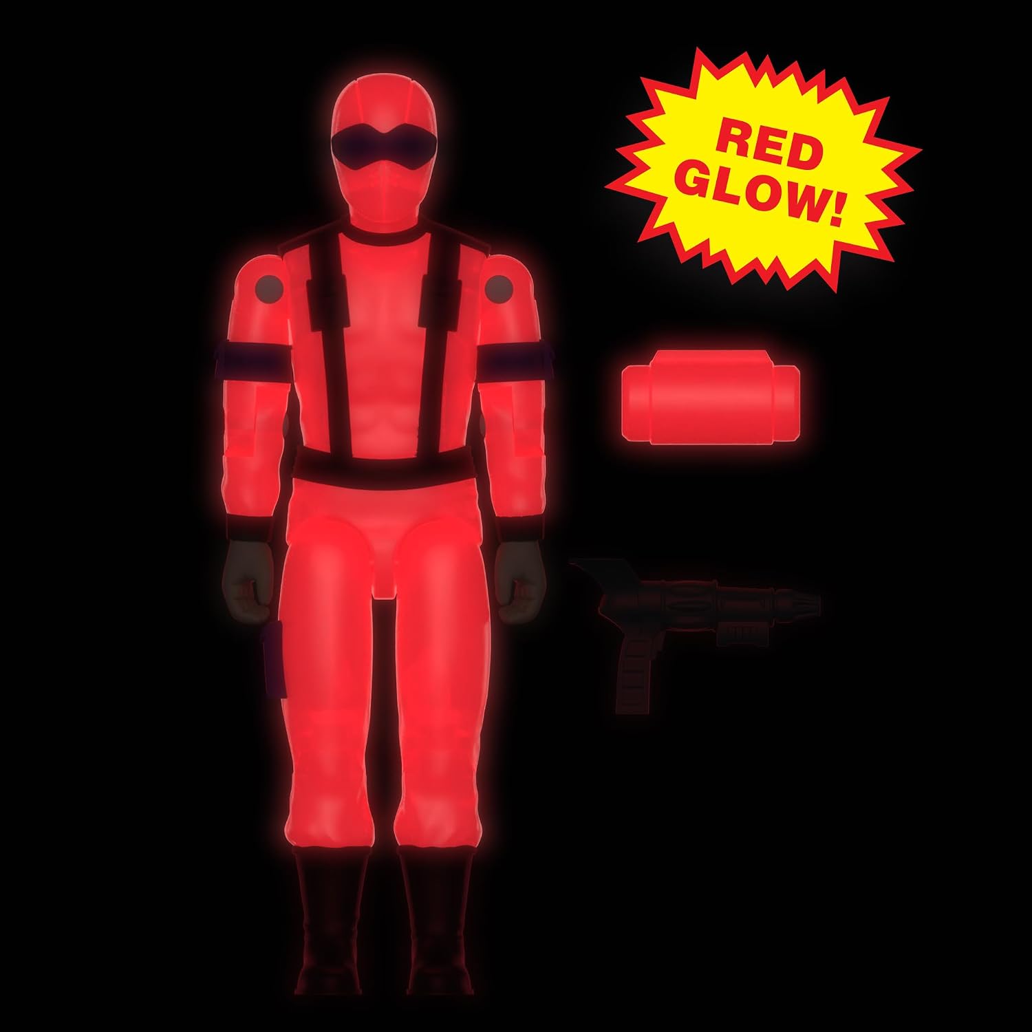 FIGURA DE ACCIÓN SUPER7 REACTION+ G.I. JOE SNAKE EYES 3.75' ROJO FLUORESCENTE - 4